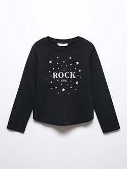 Mango Kids' Sheldon Star Print T-Shirt, Black, Black