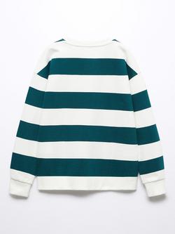 Mango Kids' Medford Stripe Sweatshirt, Dark Green - view 2, Dark Green