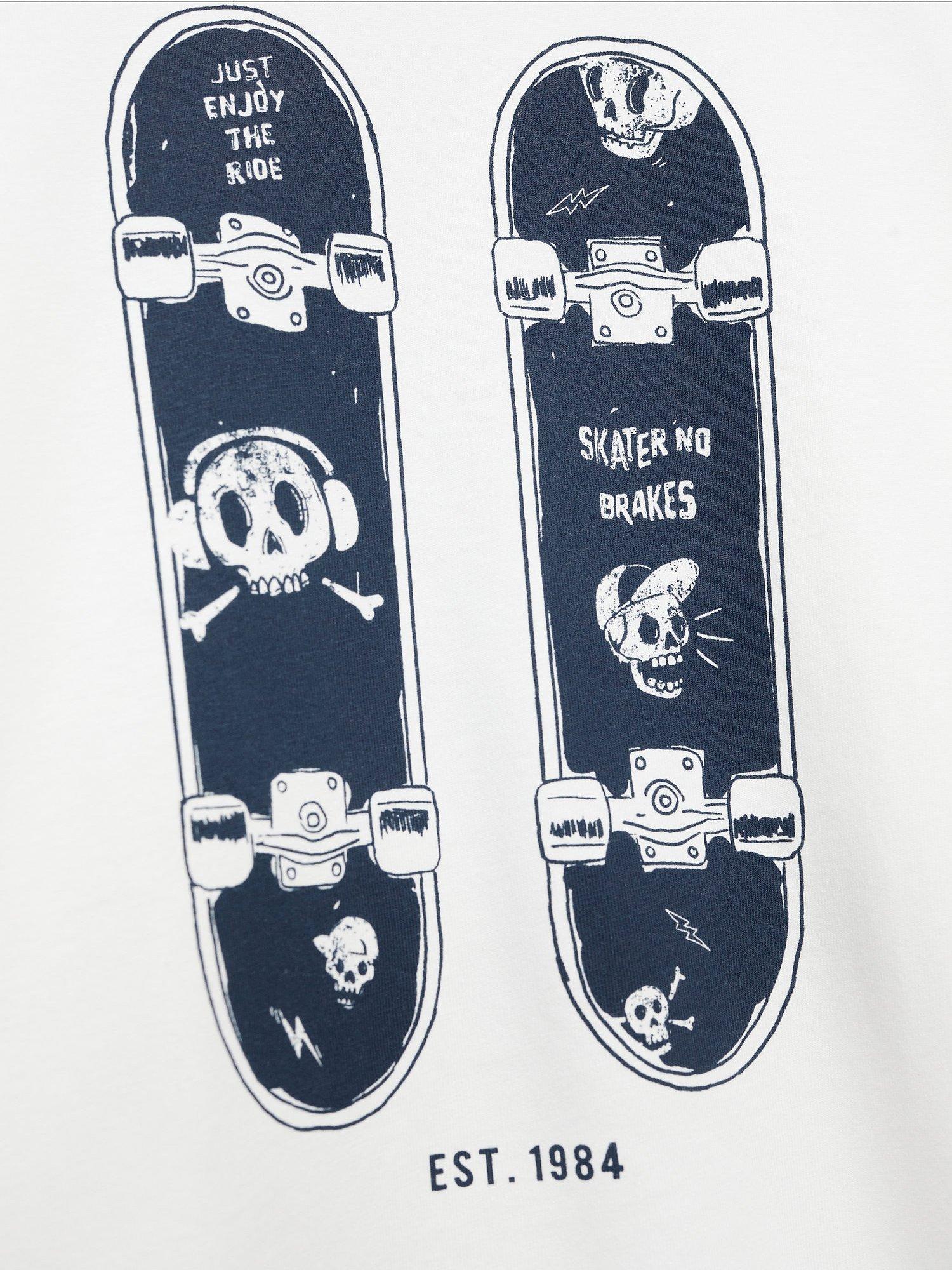 Product image 3 of 3, which shows Mango Kids' Spencer Skateboard Graphic T-Shirt, Natural White, 11-12 years