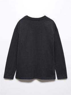 Mango Kids' Detroit Long Sleeve T-Shirt, Black - view 2, Black