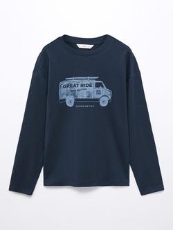 Mango Kids' Spencer Van Graphic T-Shirt, Navy, Navy