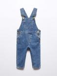 Mango Baby Lucas Long Denim Dungarees, Open Blue