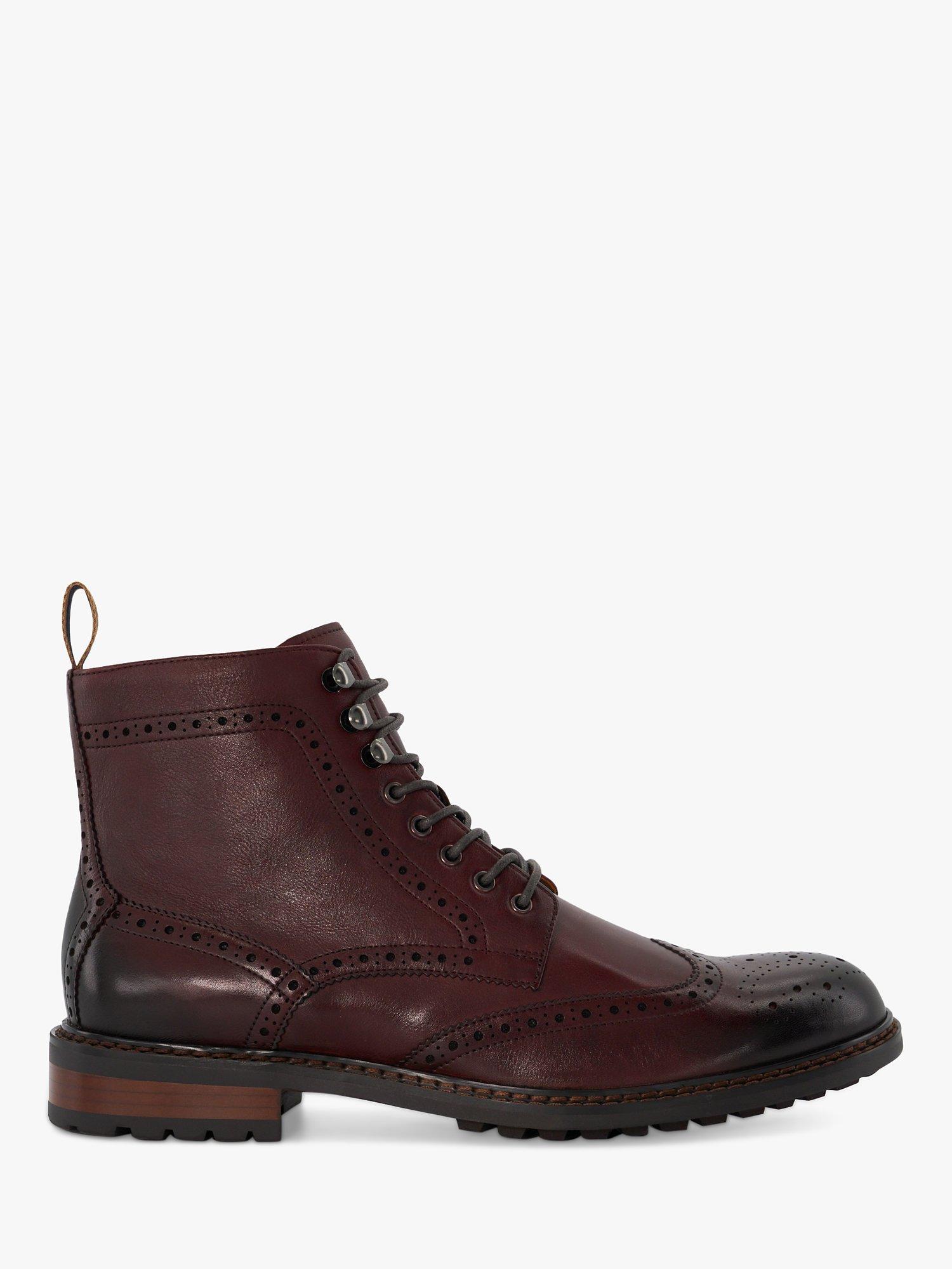 Dune Colonies Eyelet Leather Brogue Boots, Bordeaux, 9