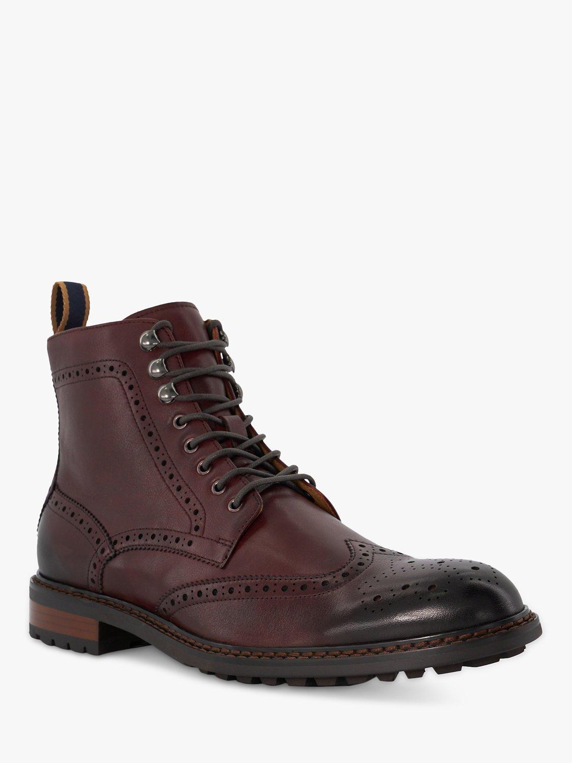 Dune Colonies Eyelet Leather Brogue Boots, Bordeaux, 9