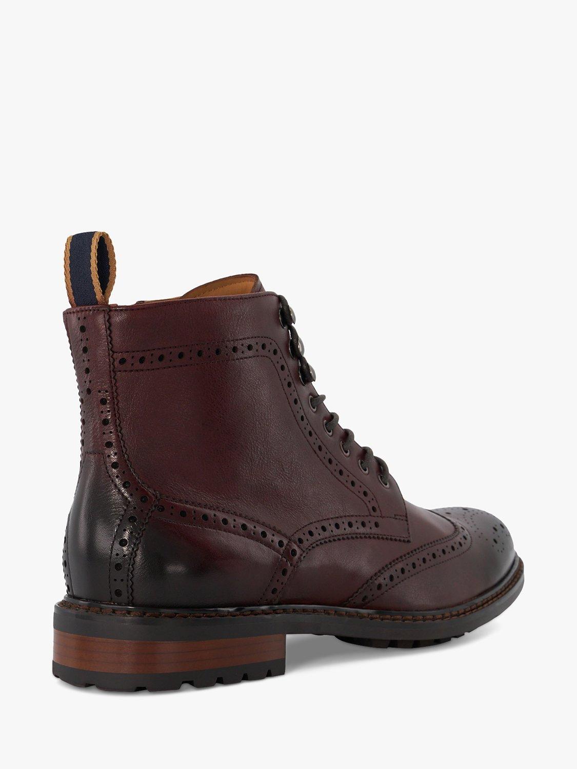 Dune Colonies Eyelet Leather Brogue Boots, Bordeaux, 9
