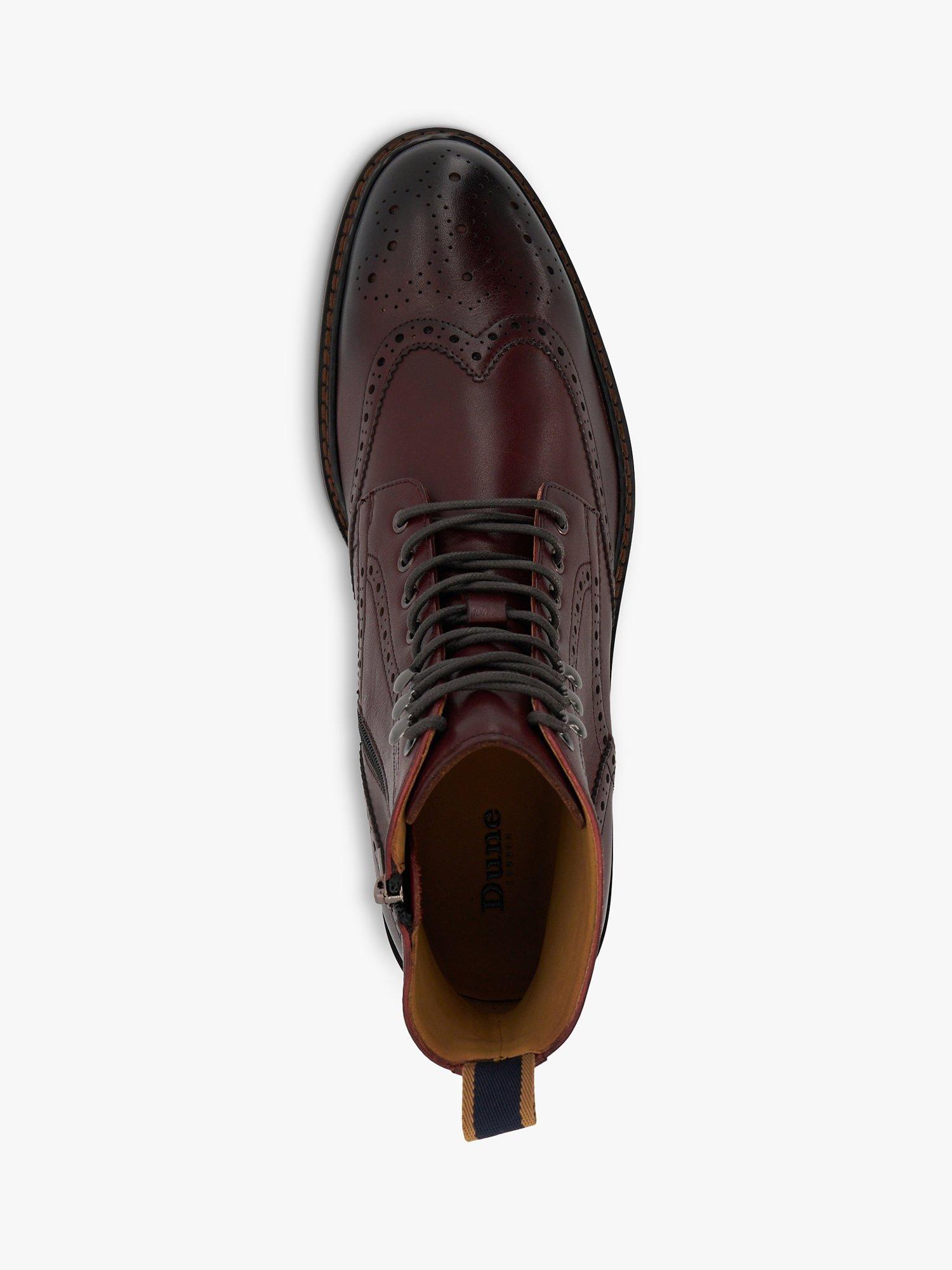Dune Colonies Eyelet Leather Brogue Boots, Bordeaux, 9