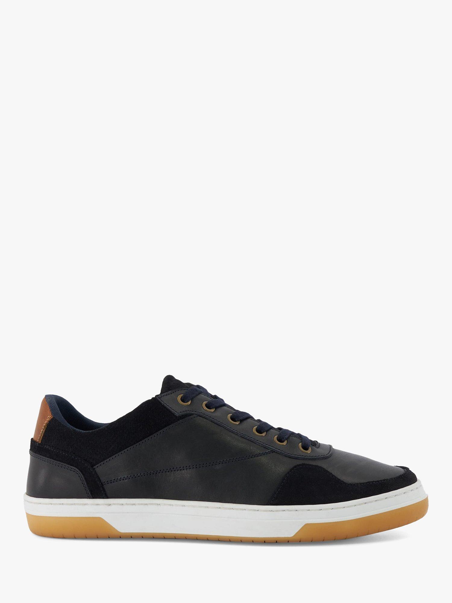 Product image 1 of 3, which shows Dune Thorin Leather Lace Up Trainers, Navy, EU40