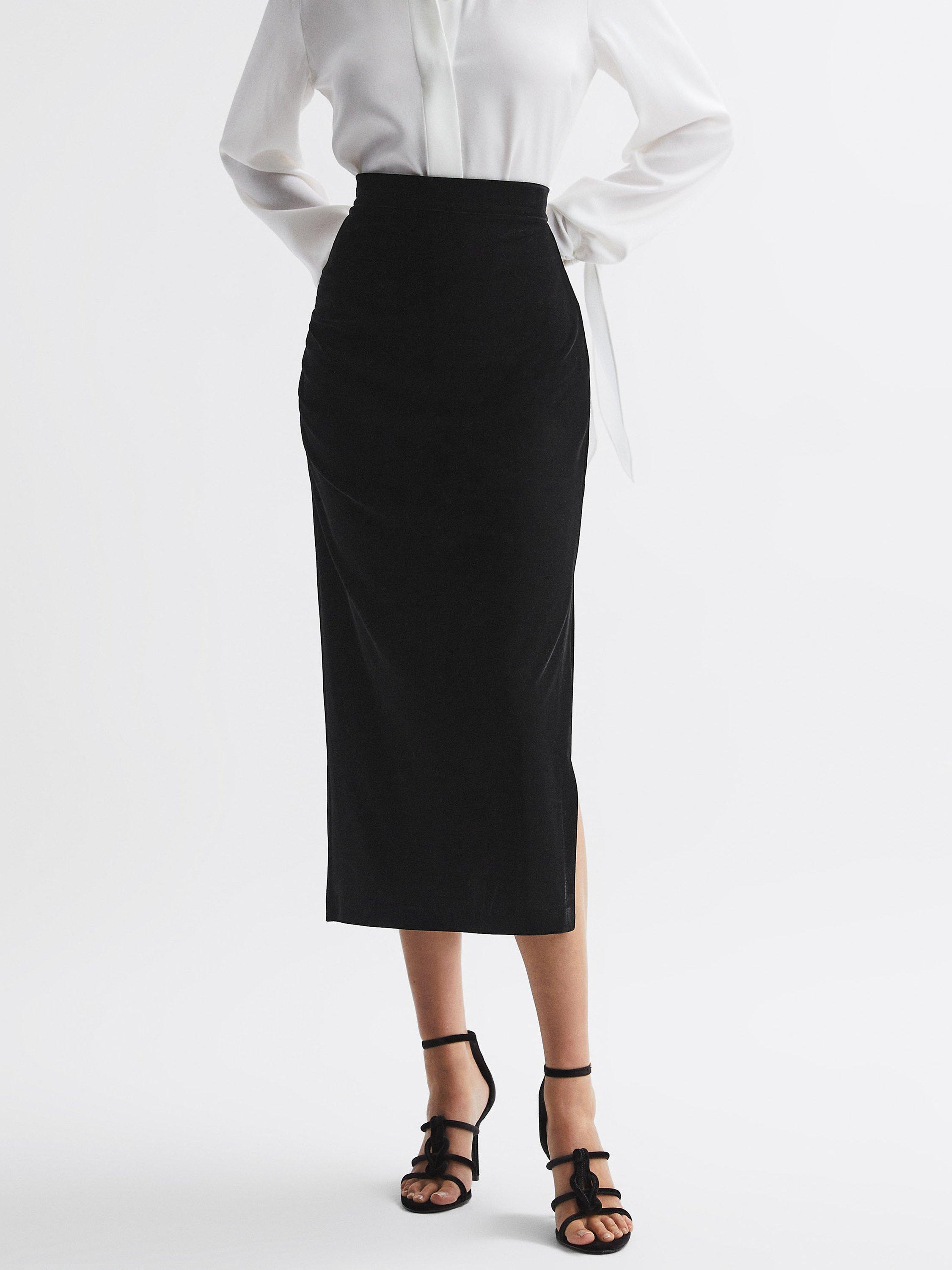 Reiss Leona Midi Pencil Skirt, Black