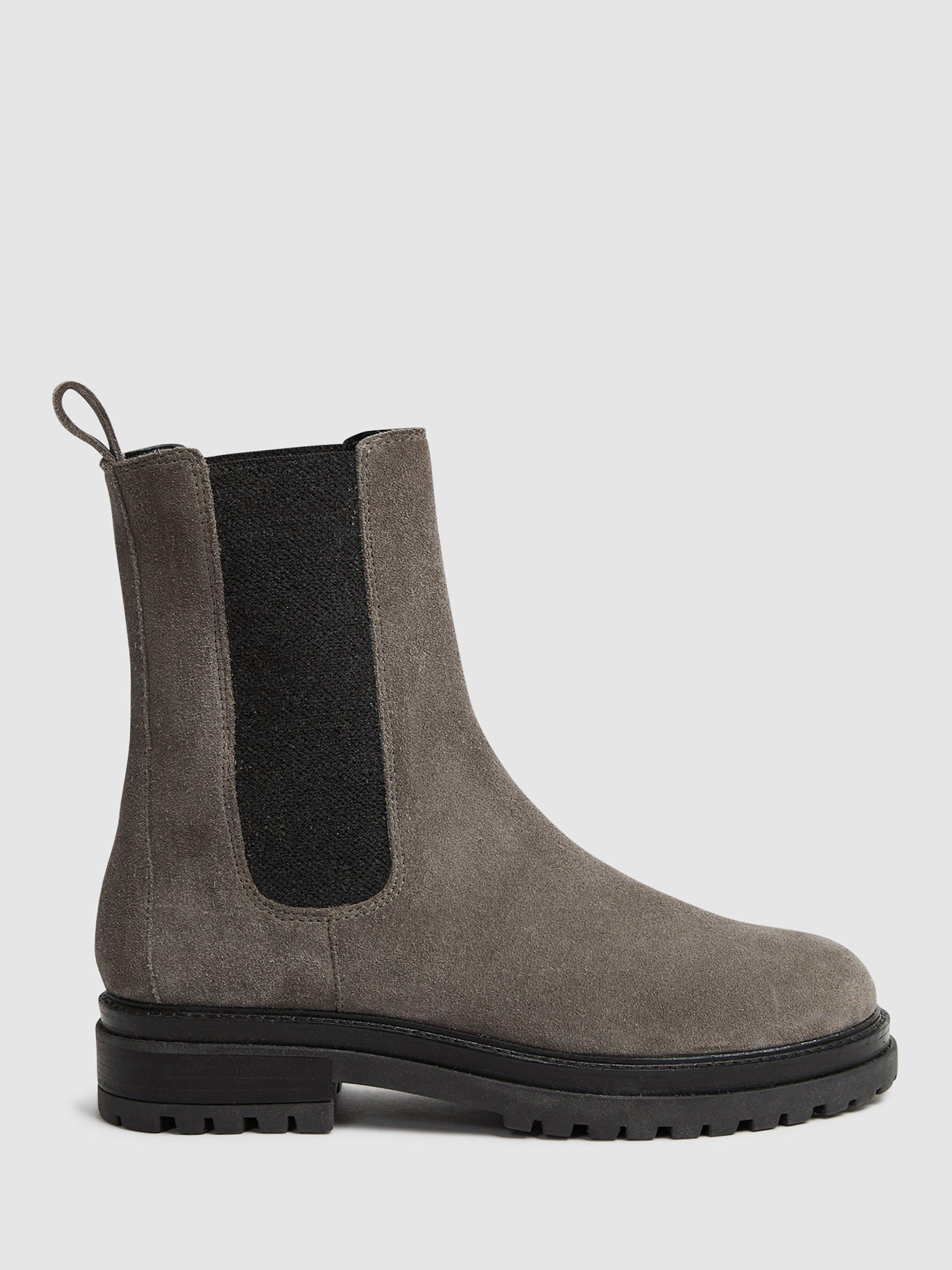 Reiss Thea Suede Chelsea Boots, Grey