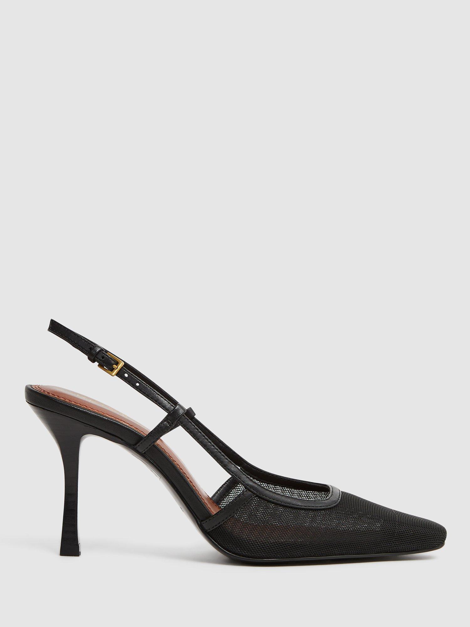 Reiss Giselle Slingback Court Shoes, Black