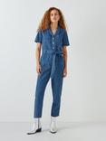 John Lewis ANYDAY Denim Short Sleeve Jumpsuit, Blue, Blue