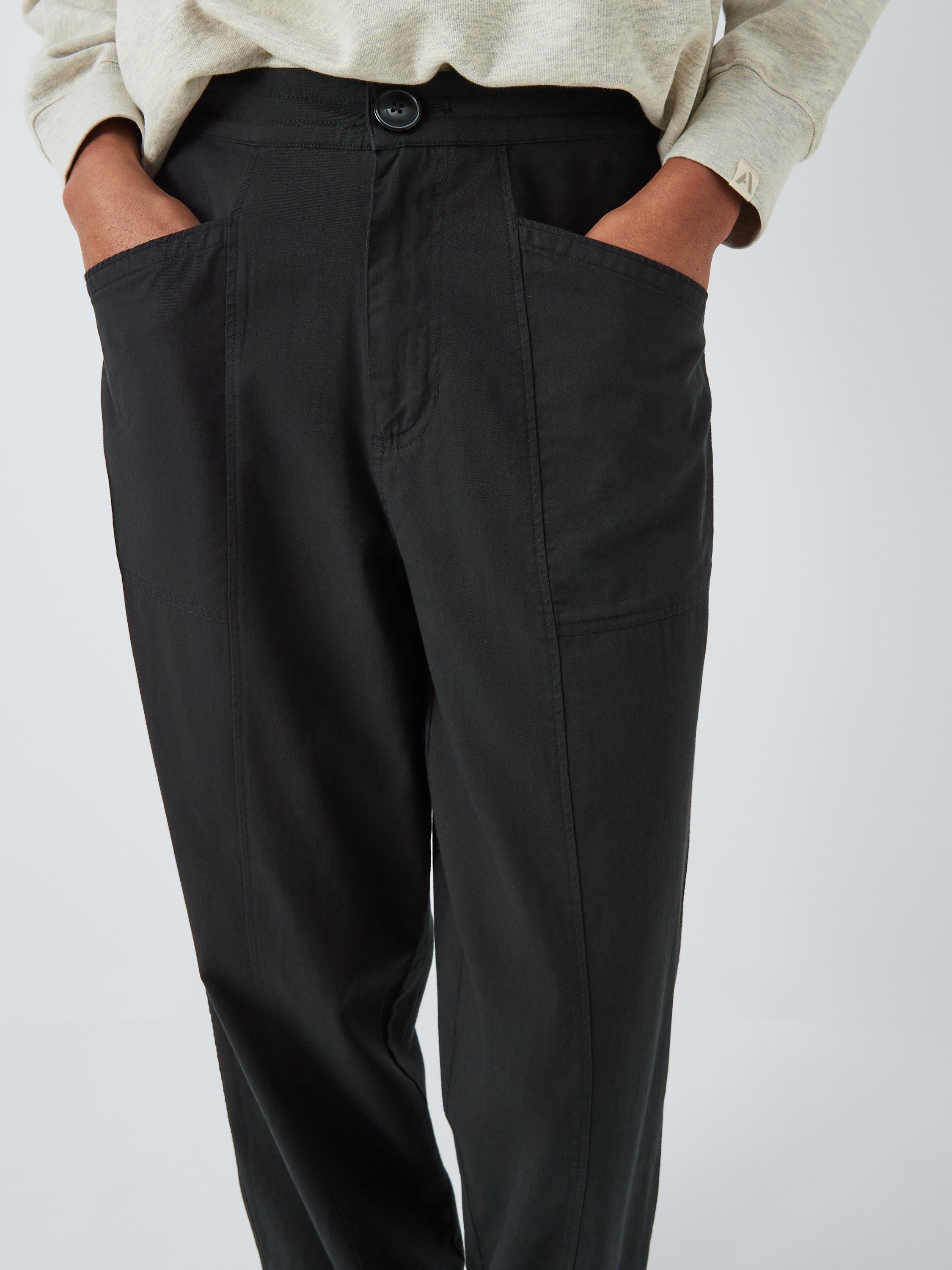 John Lewis ANYDAY Tie Utility Trousers, Black, 10