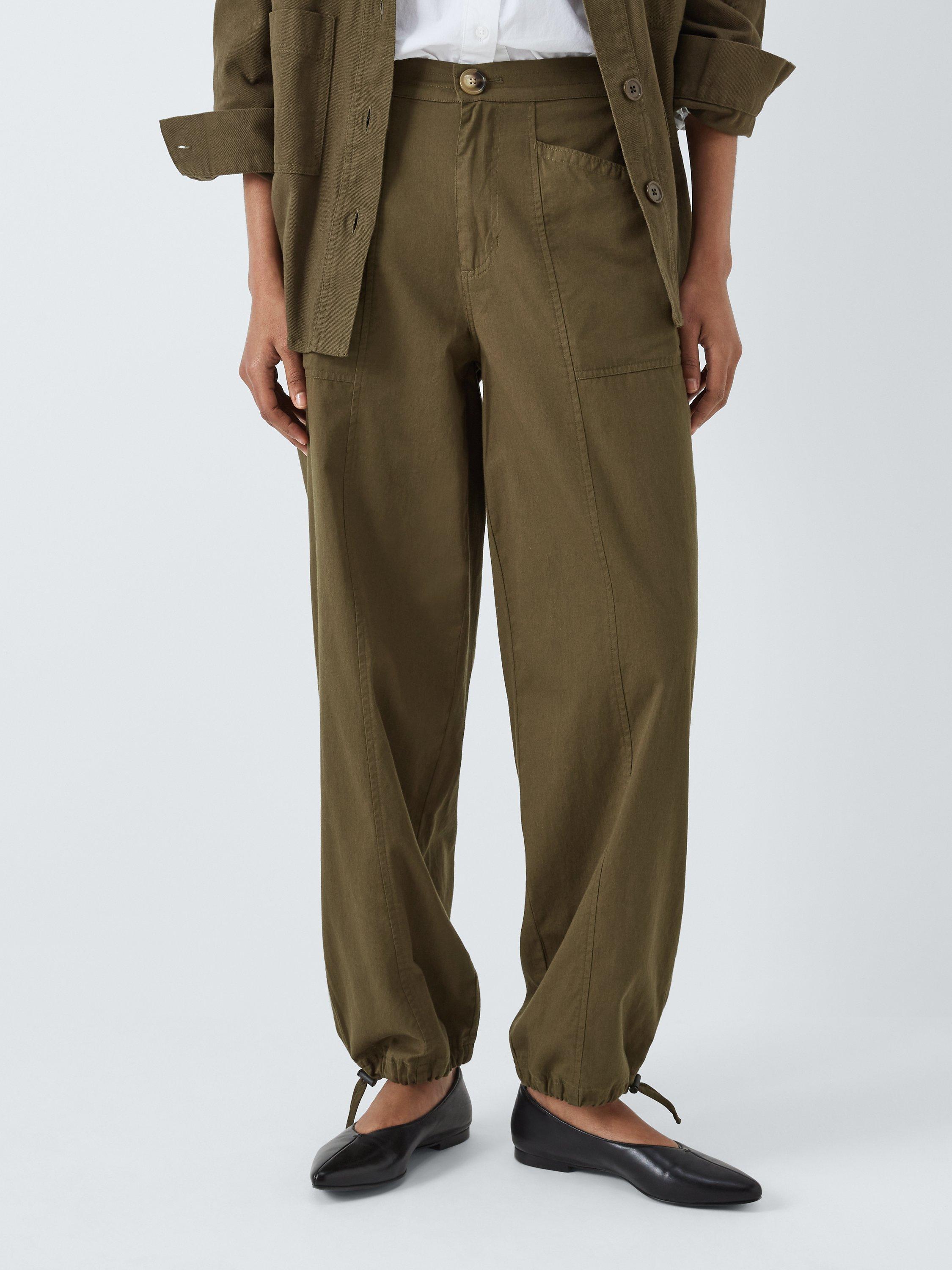 John Lewis ANYDAY Tie Utility Trousers, Khaki, 8