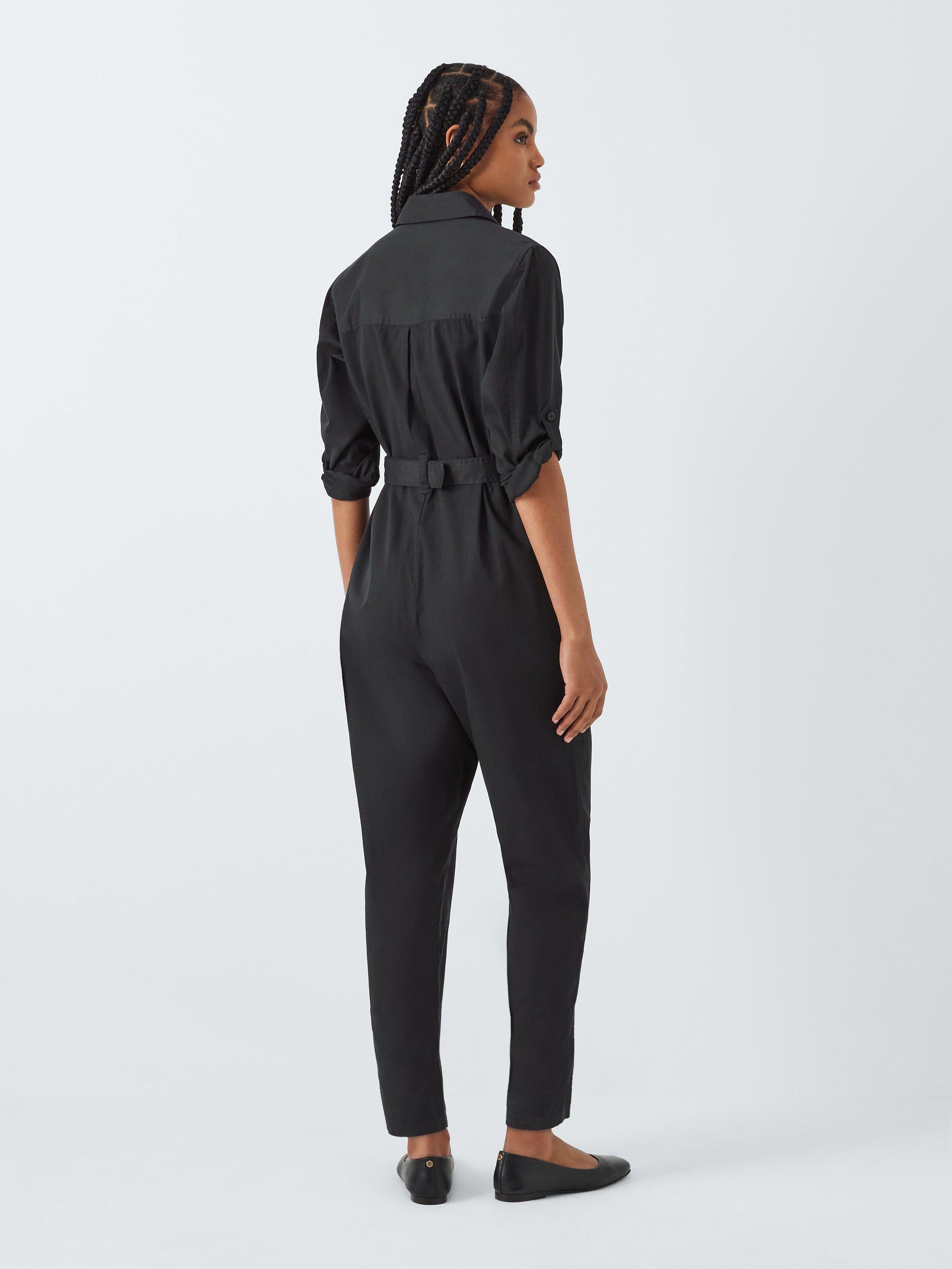 John Lewis Anyday Long Sleeve Utility Jumpsuit Black