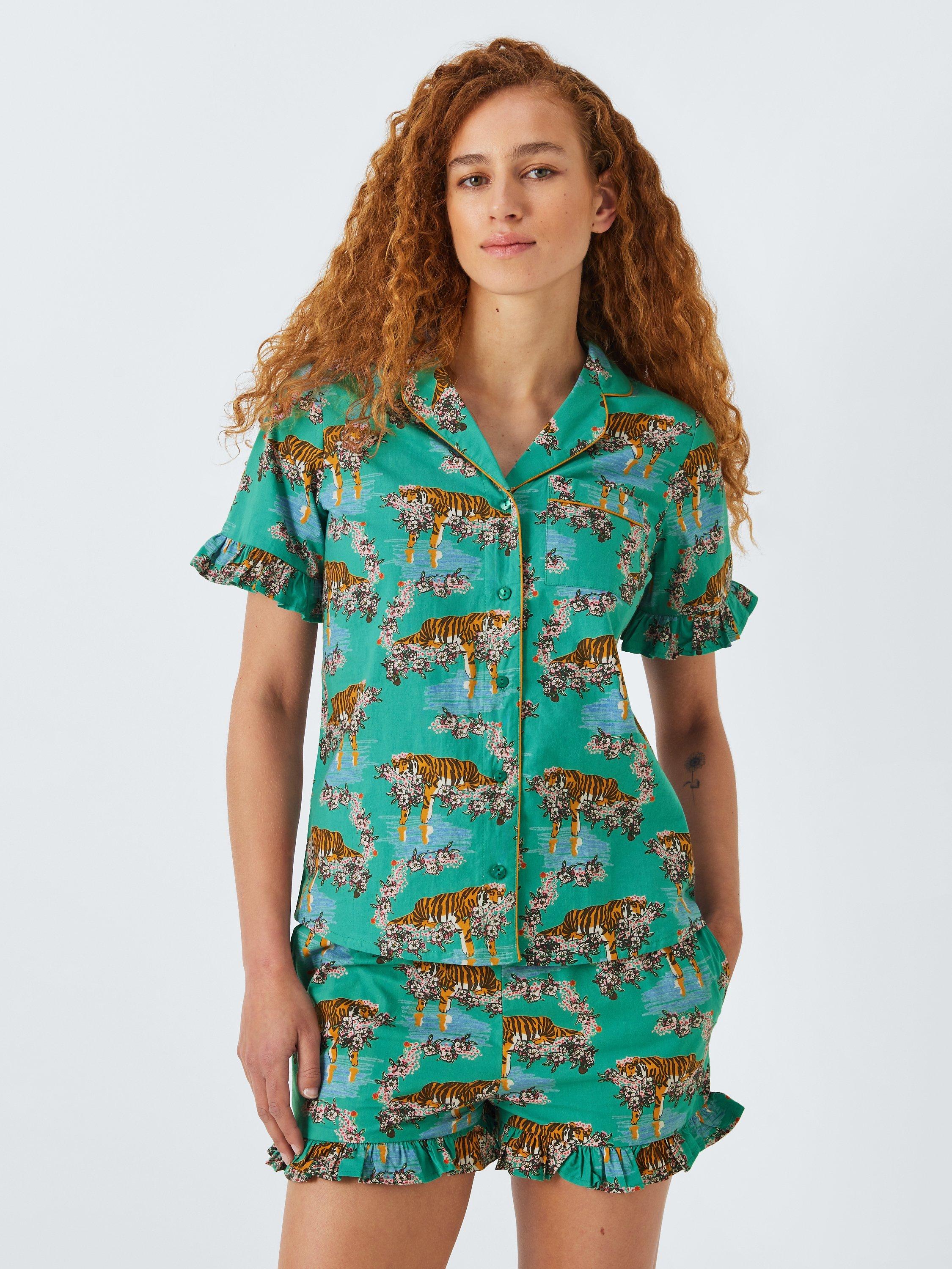 Their Nibs Tiger Short Pyjama Set, Teal