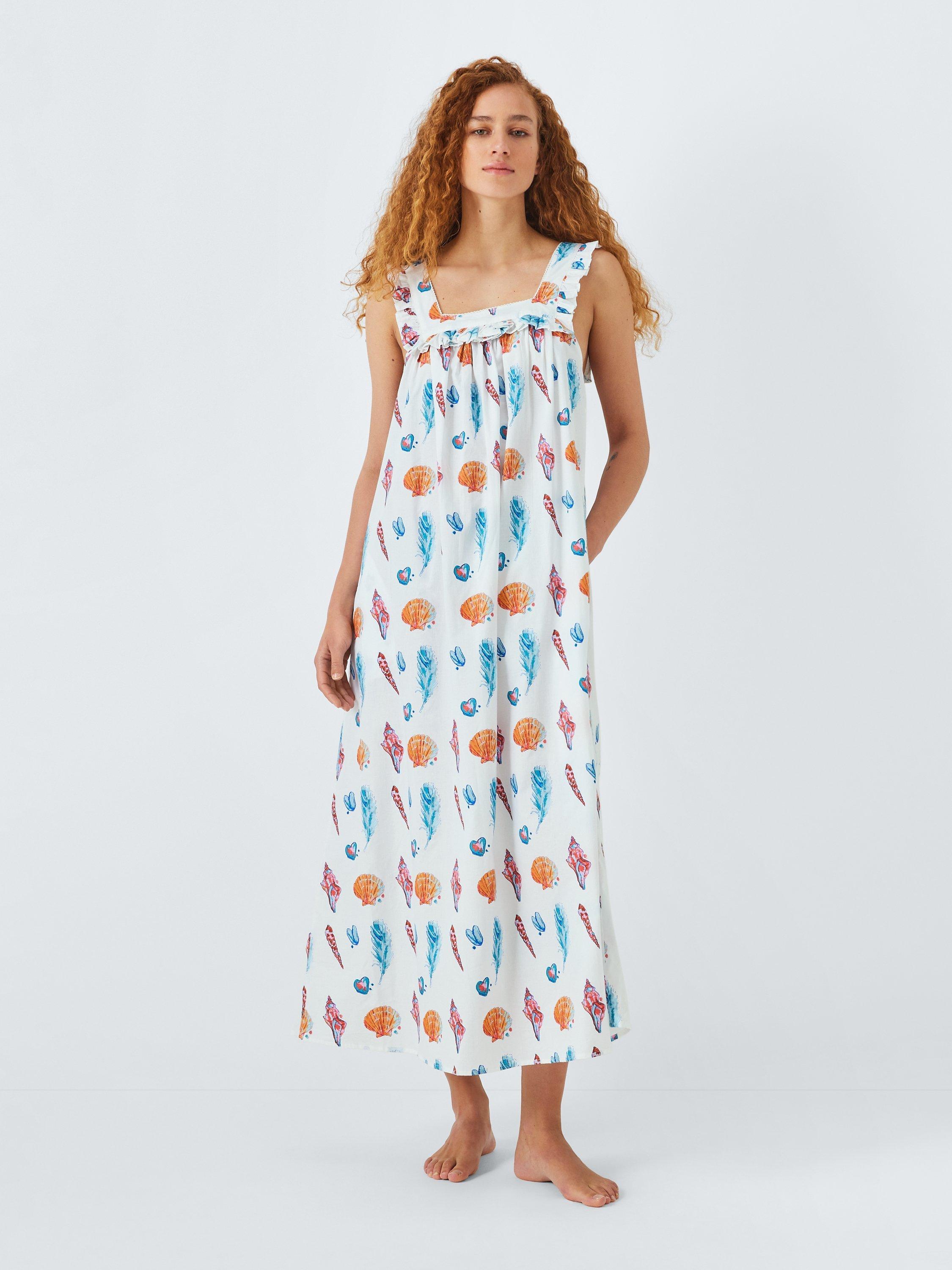 Their Nibs Seashell Cotton Nightdress, White/Multi