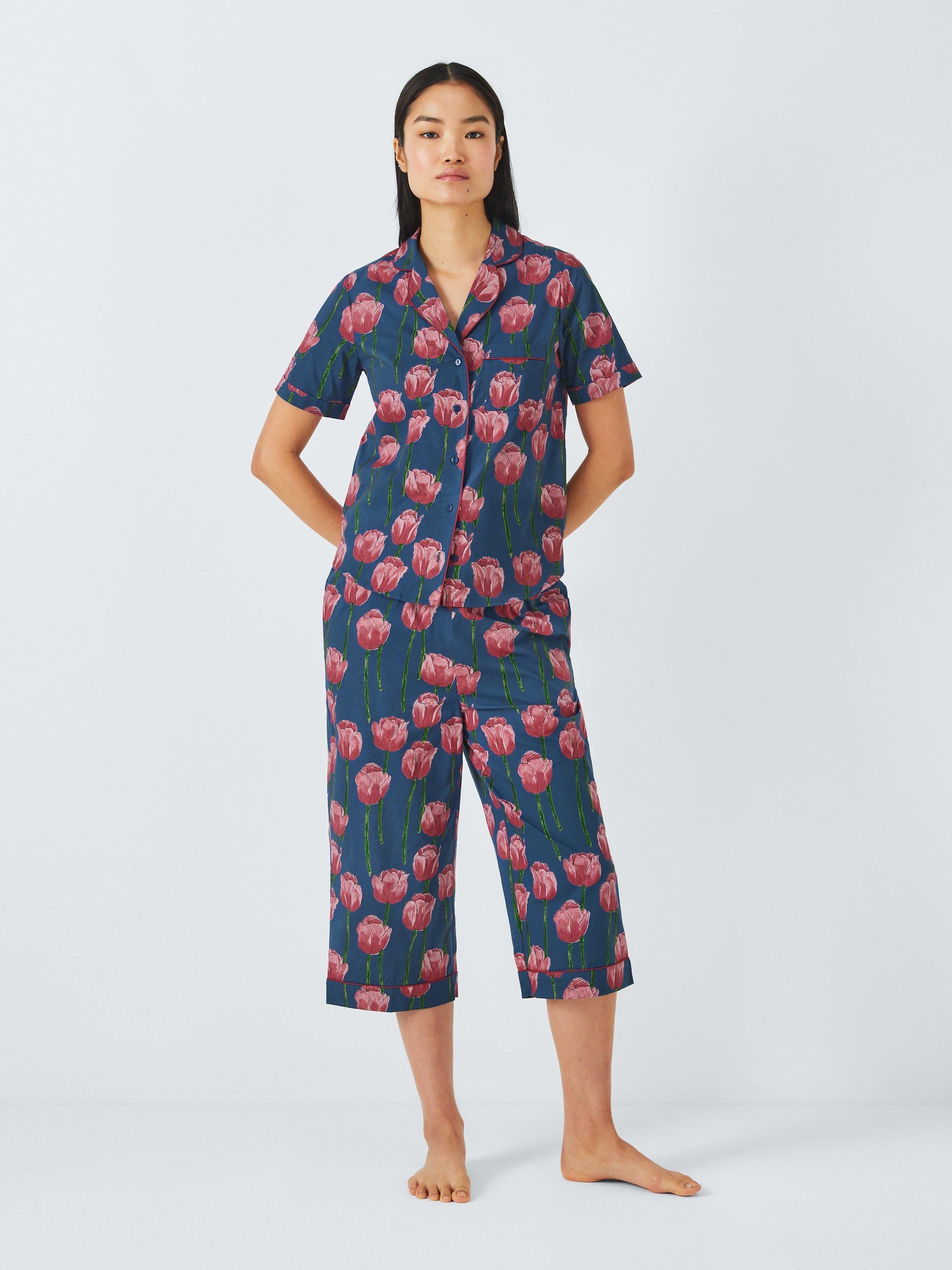 Their Nibs Tulip Shirt Cropped Pyjama Set, Navy