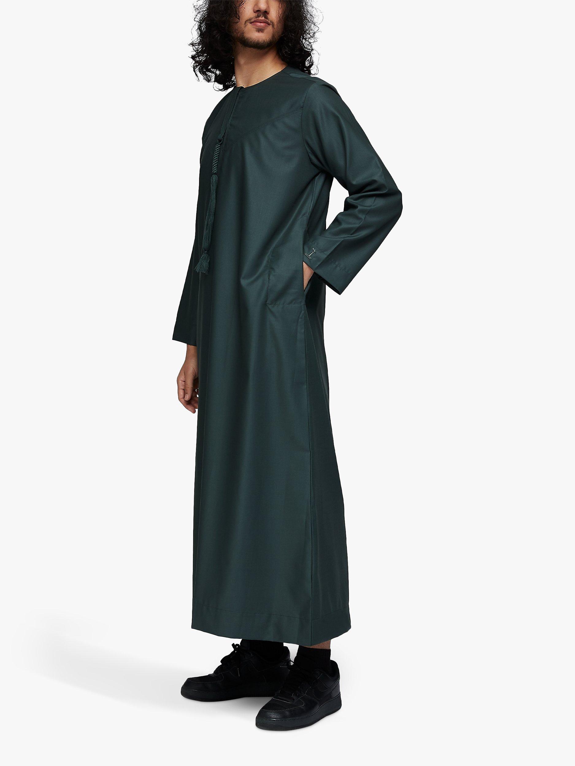 Product image 1 of 8, which shows Islamic Impressions Omani Thobe Jubbah, Dark Green, 56