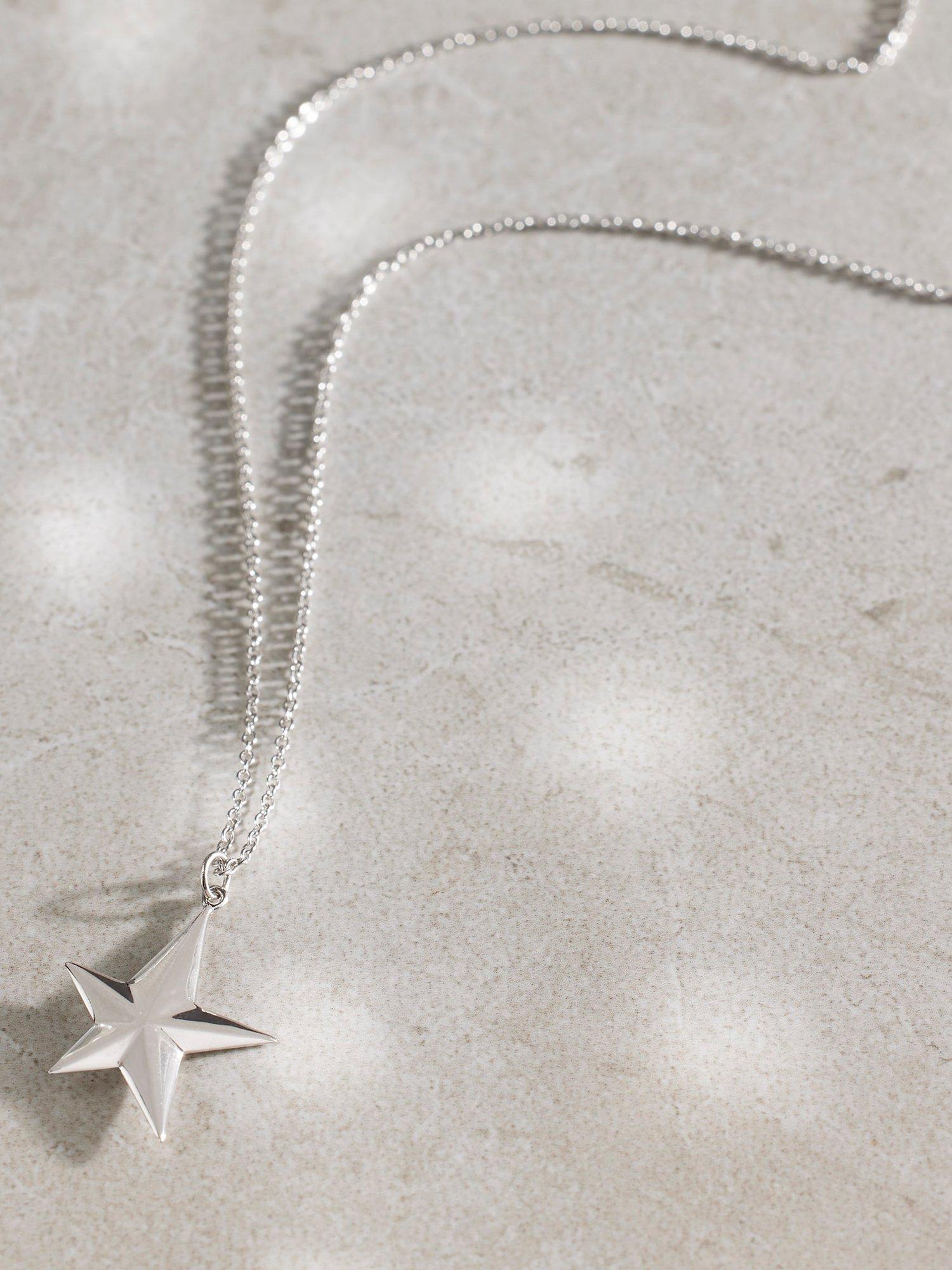 Mint Velvet Star Pendant Necklace, Silver, One Size