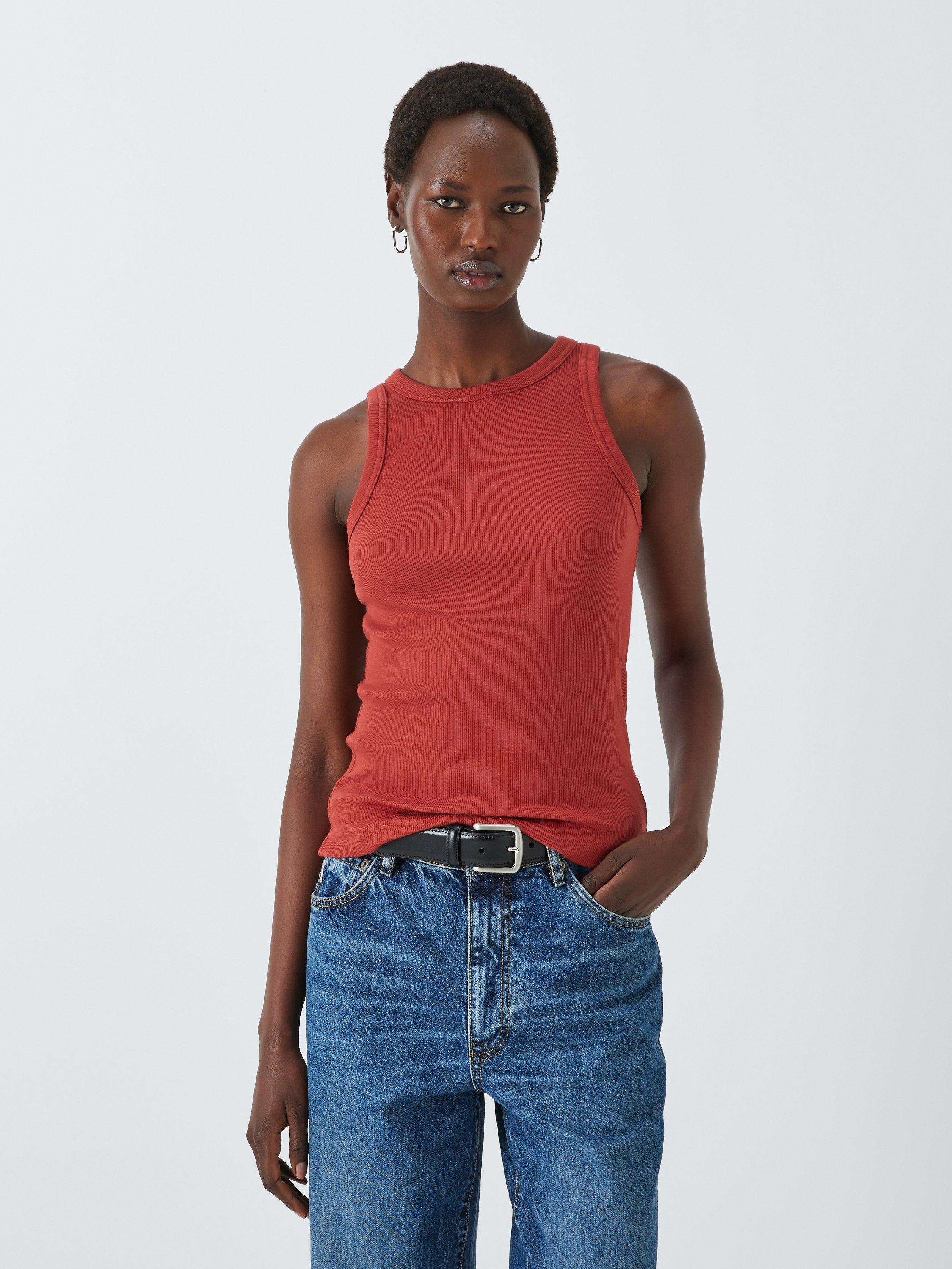 John Lewis Ribbed Vest, Bossa Nova Red, 10