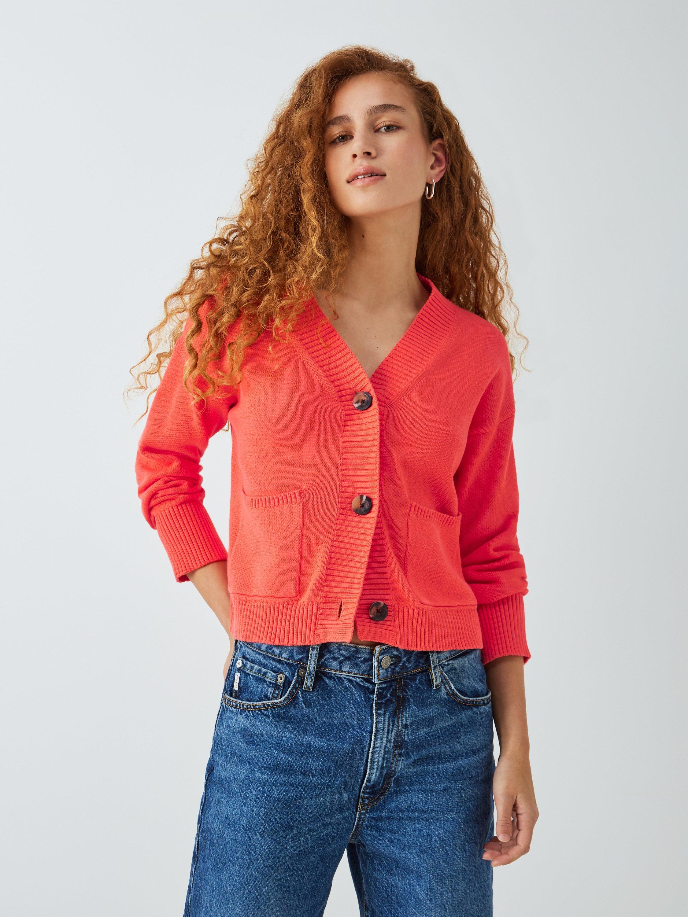 John Lewis ANYDAY Patch Pocket Cardigan Coral