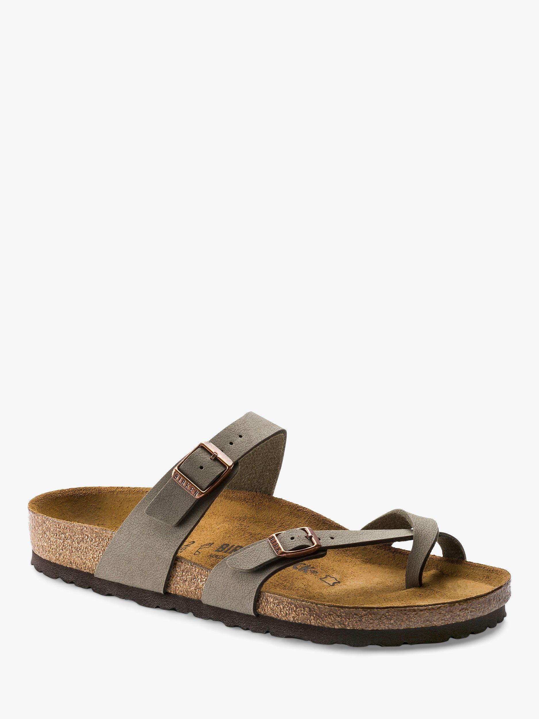 Birkenstock Mayari Birko Flor Bikribuc Regular Fit Toe Post Strappy Sandals Stone