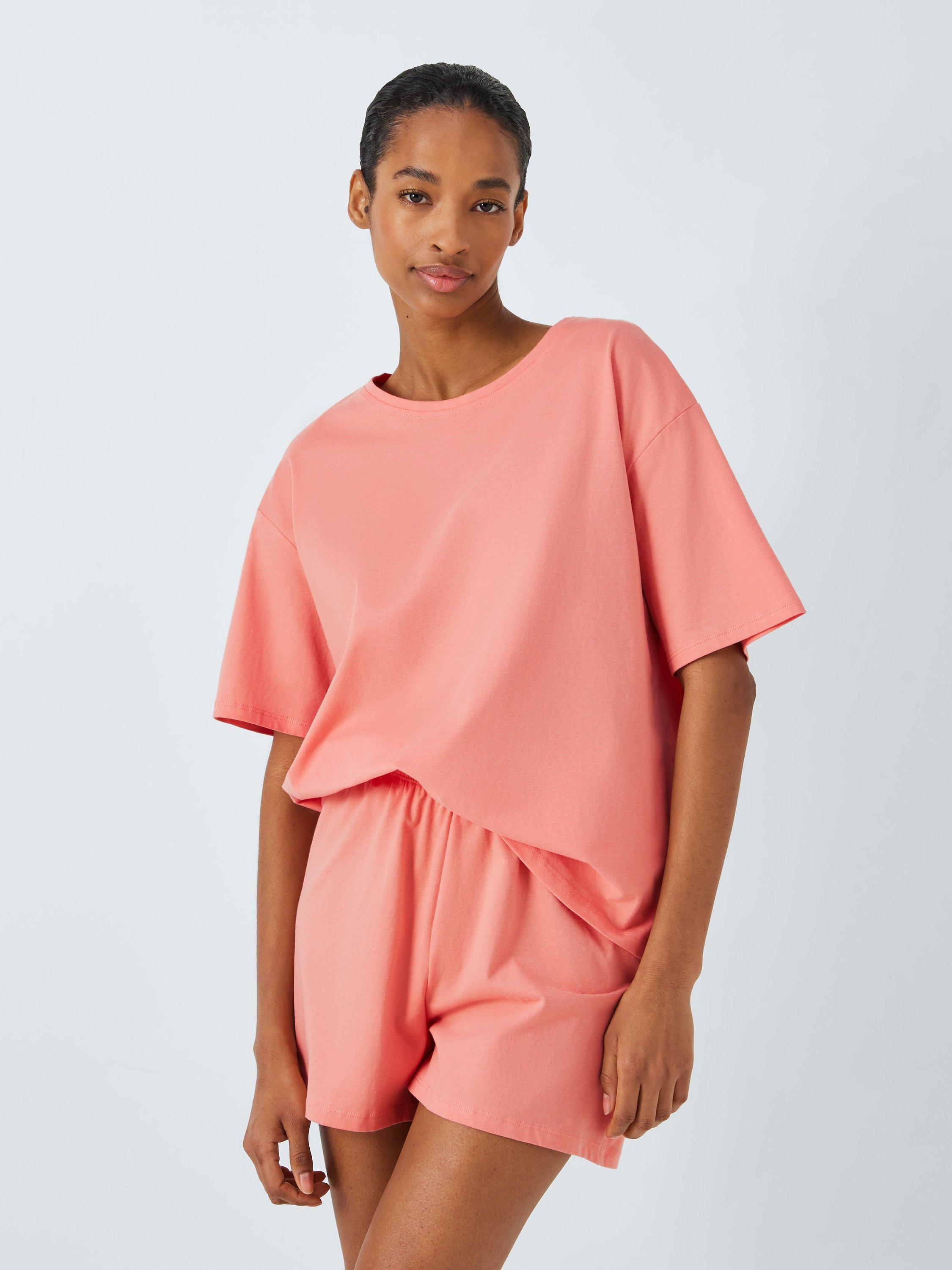 John Lewis Greta T-Shirt Jersey Short Pyjama Set, Desert Rose