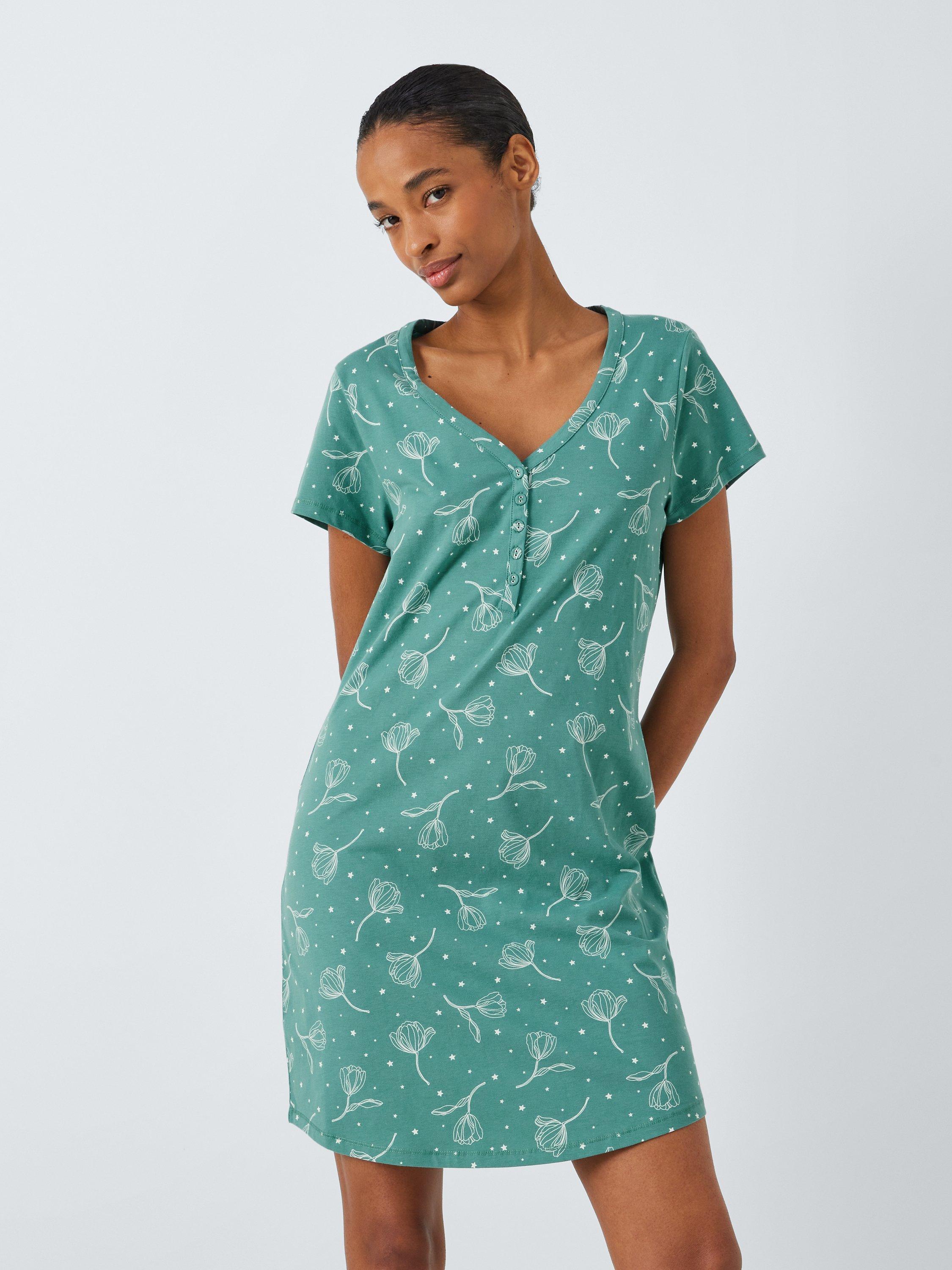 John Lewis Casey Notch Neck Night Dress Deep Sea