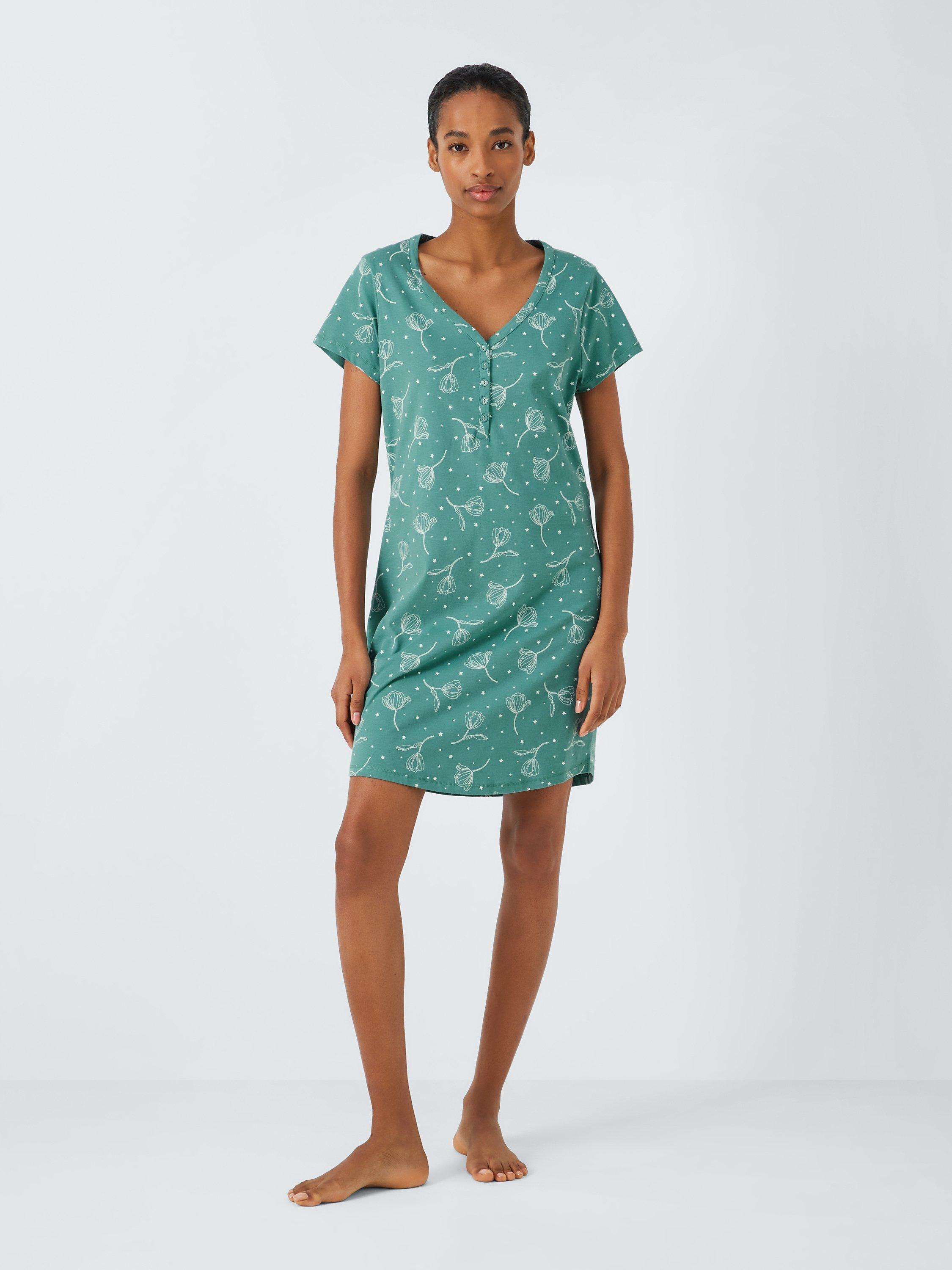 Product image 3 of 6, which shows John Lewis Casey Notch Neck Night Dress, Deep Sea, 8