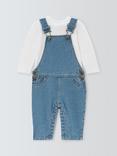 John Lewis Baby Denim Dungarees & T-Shirt Set, Blue