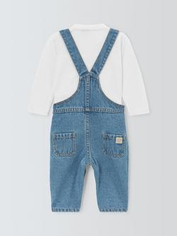 John Lewis Baby Denim Dungarees & T-Shirt Set, Blue - view 2, Blue