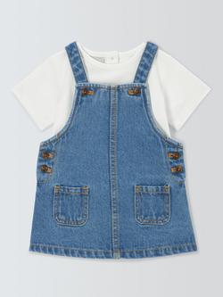 John Lewis Baby T-Shirt & Pinafore Set, Denim, Denim