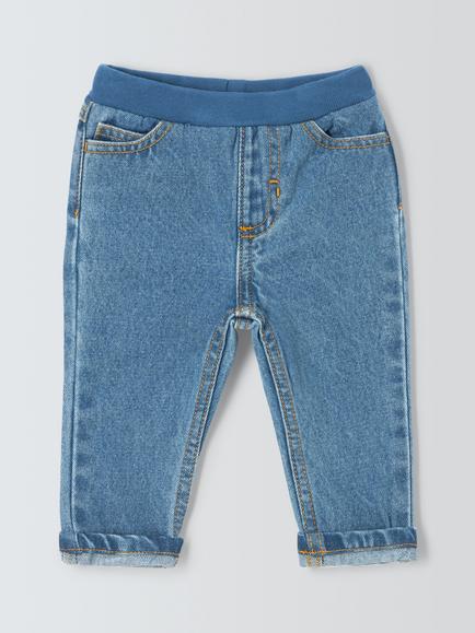 John Lewis Baby Ribbed Waist Jeans, Blue, Blue