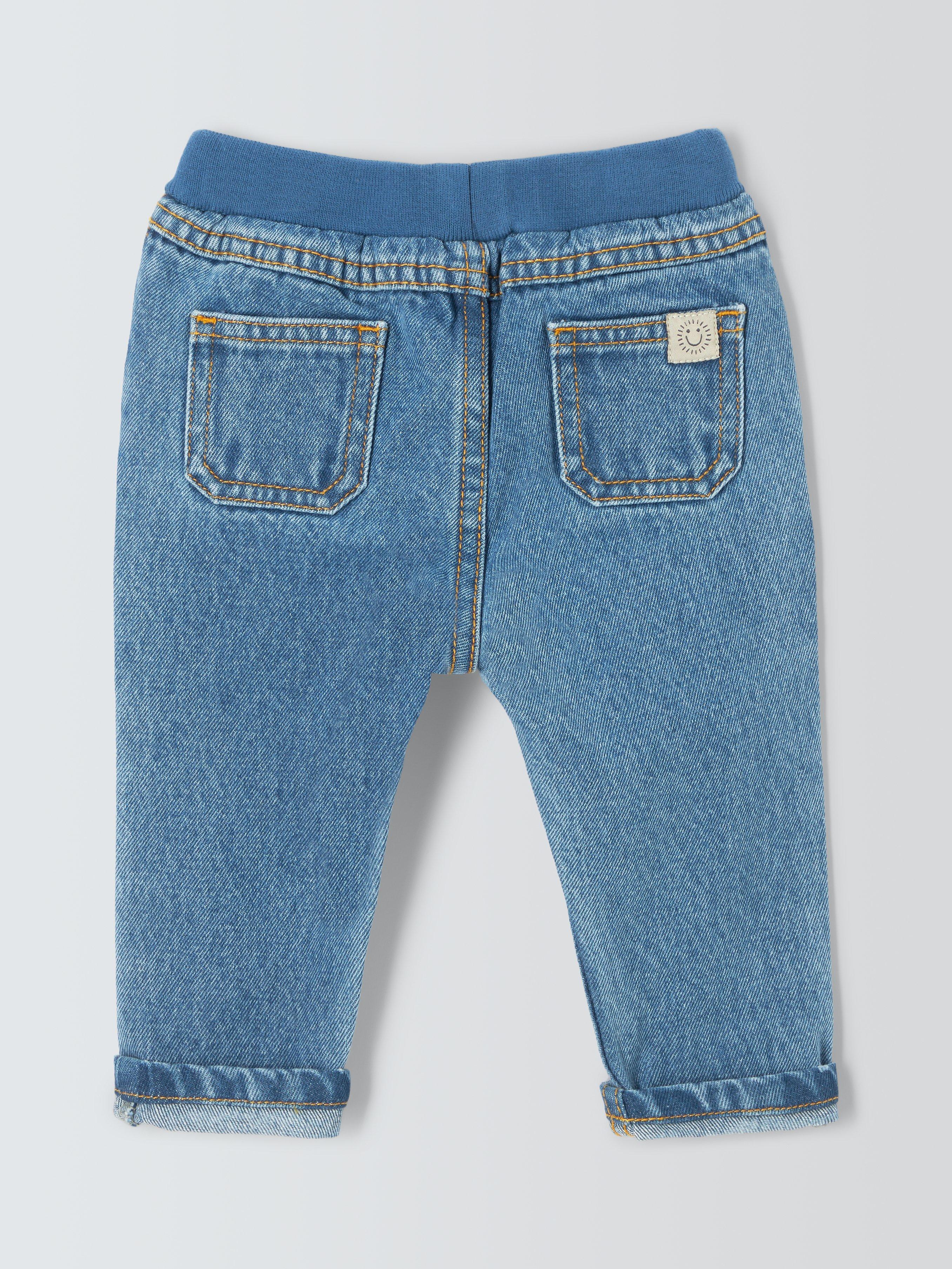 John Lewis Baby Ribbed Waist Jeans Blue