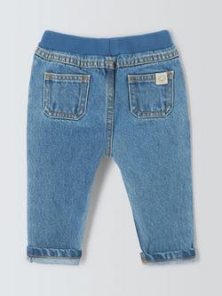 John Lewis Baby Ribbed Waist Jeans, Blue - view 2, Blue
