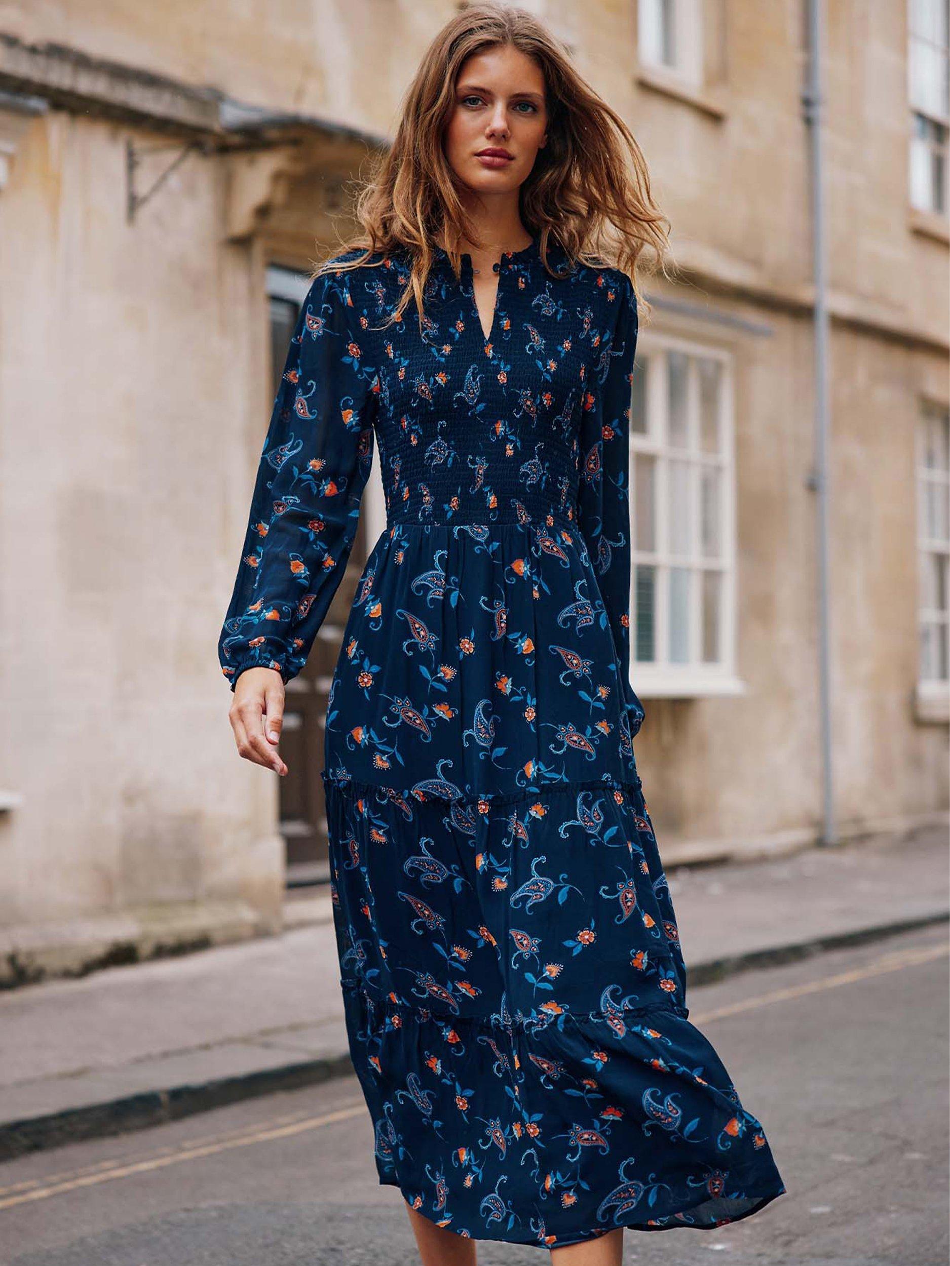 Aspiga Arabelle Floral Print Midaxi Dress Navy Multi