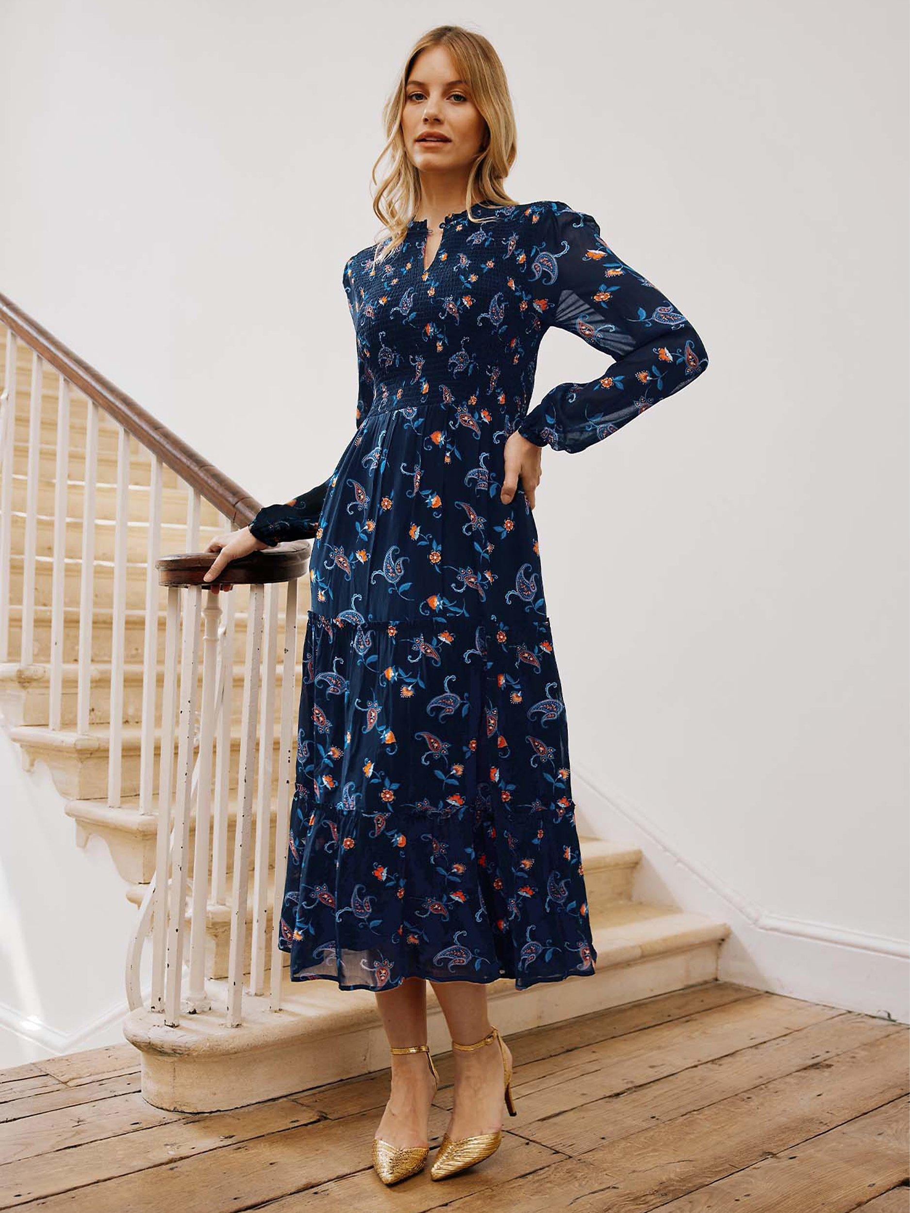 Product image 5 of 5, which shows Aspiga Arabelle Floral Print Midaxi Dress, Navy/Multi, XXL