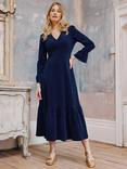 Aspiga Victoria V-Neck Corduroy Midi Dress, Atlantic Blue