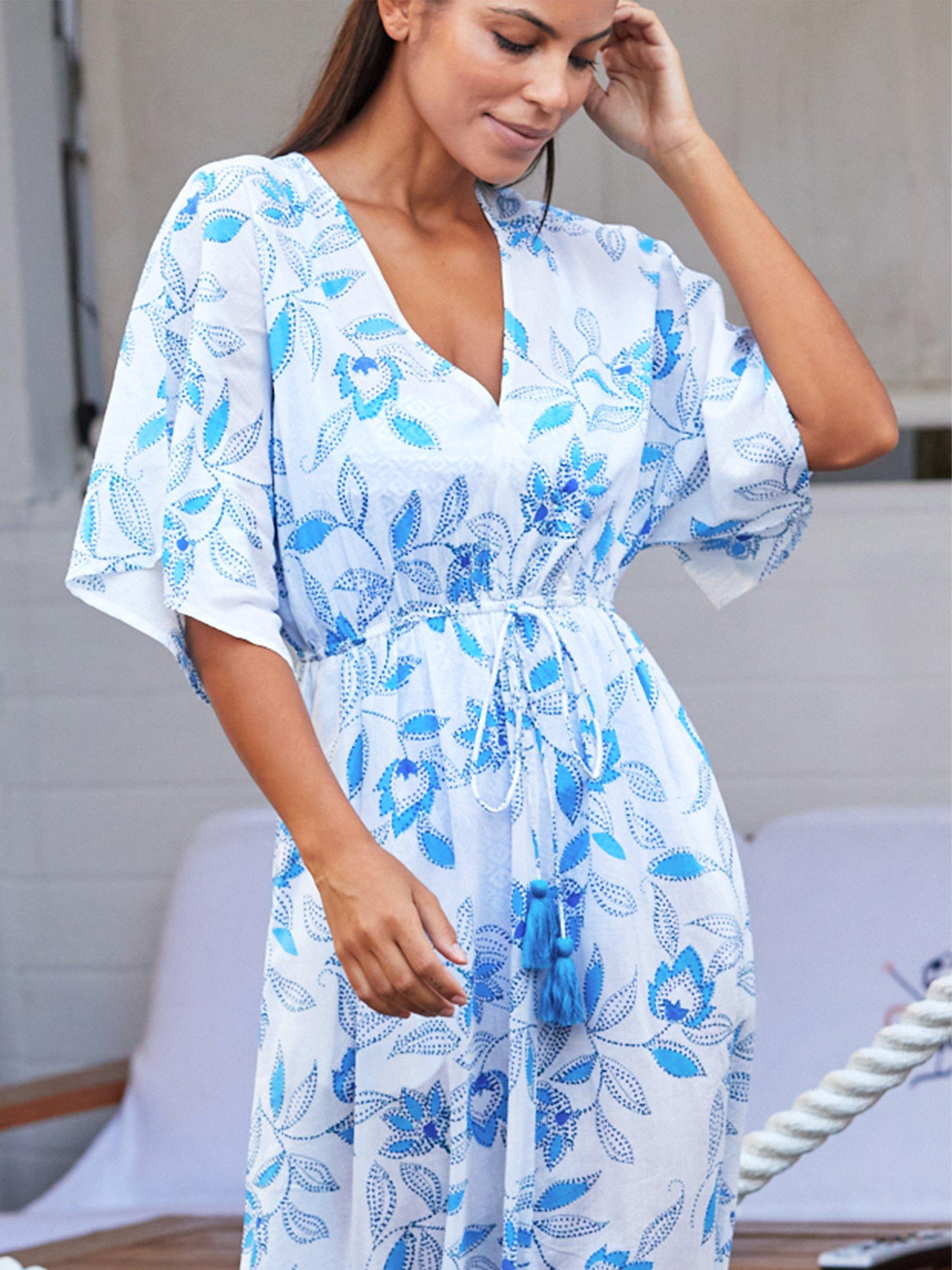 Product image 2 of 4, which shows Aspiga Amelia Maxi Kaftan, Waterlily Blue, XXL