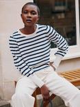 Aspiga Striped Crew Neck Cashmere Blend Jumper, Cream/Navy