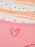 John Lewis Kids' Heart Print Shorties, Pack of 5, Multi