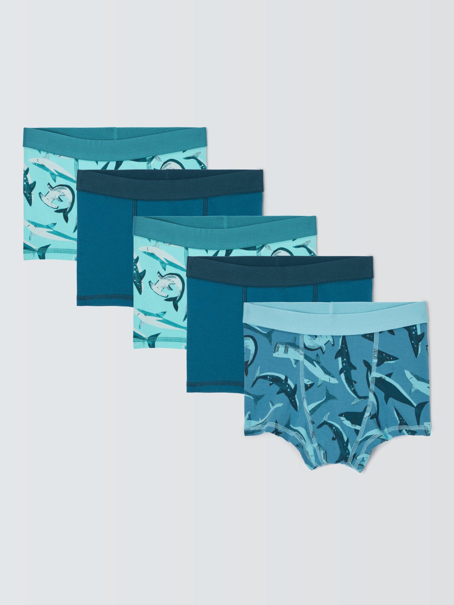 John Lewis Kids' Shark Print Trunks, Pack of 5, Multi, 3-4 years