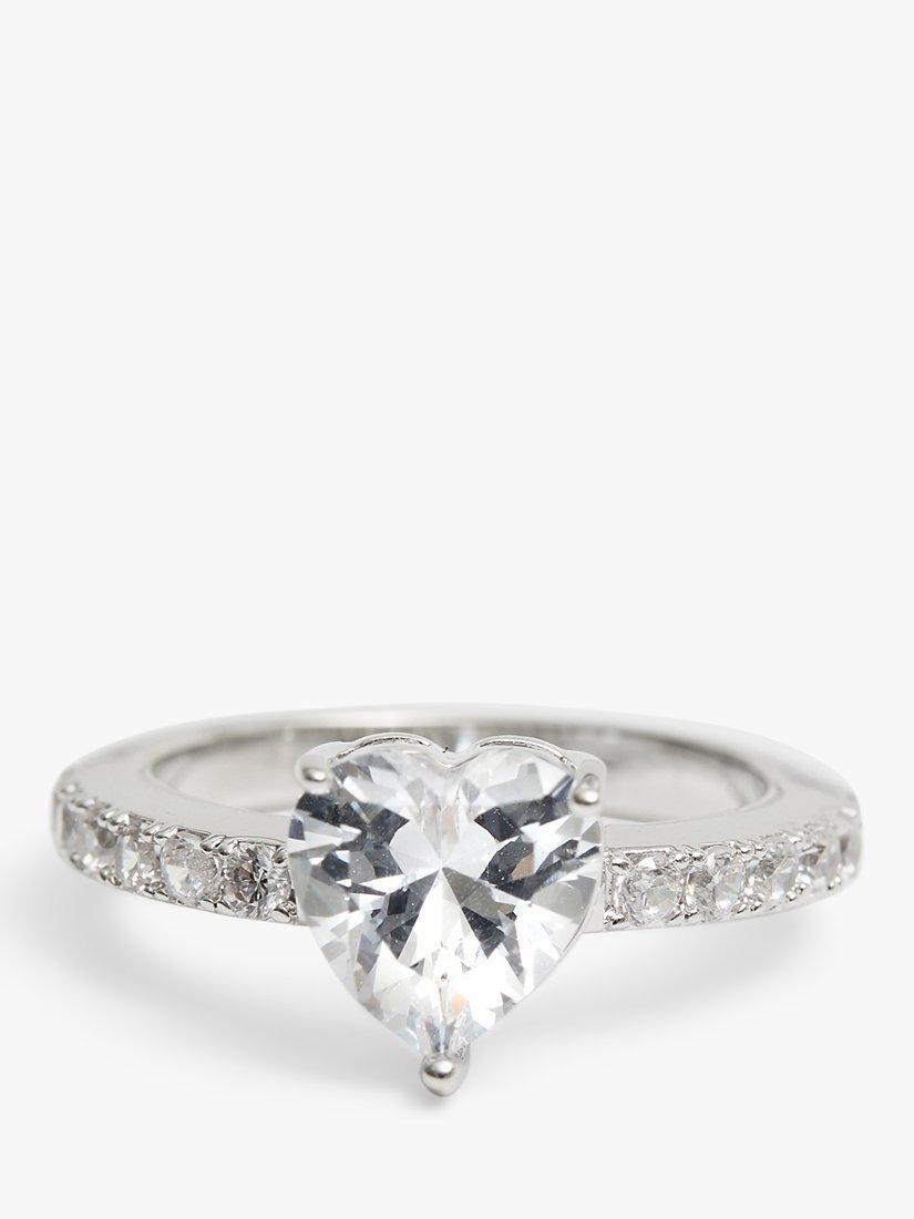 Jon Richard Cubic Zirconia Heart Ring, Silver