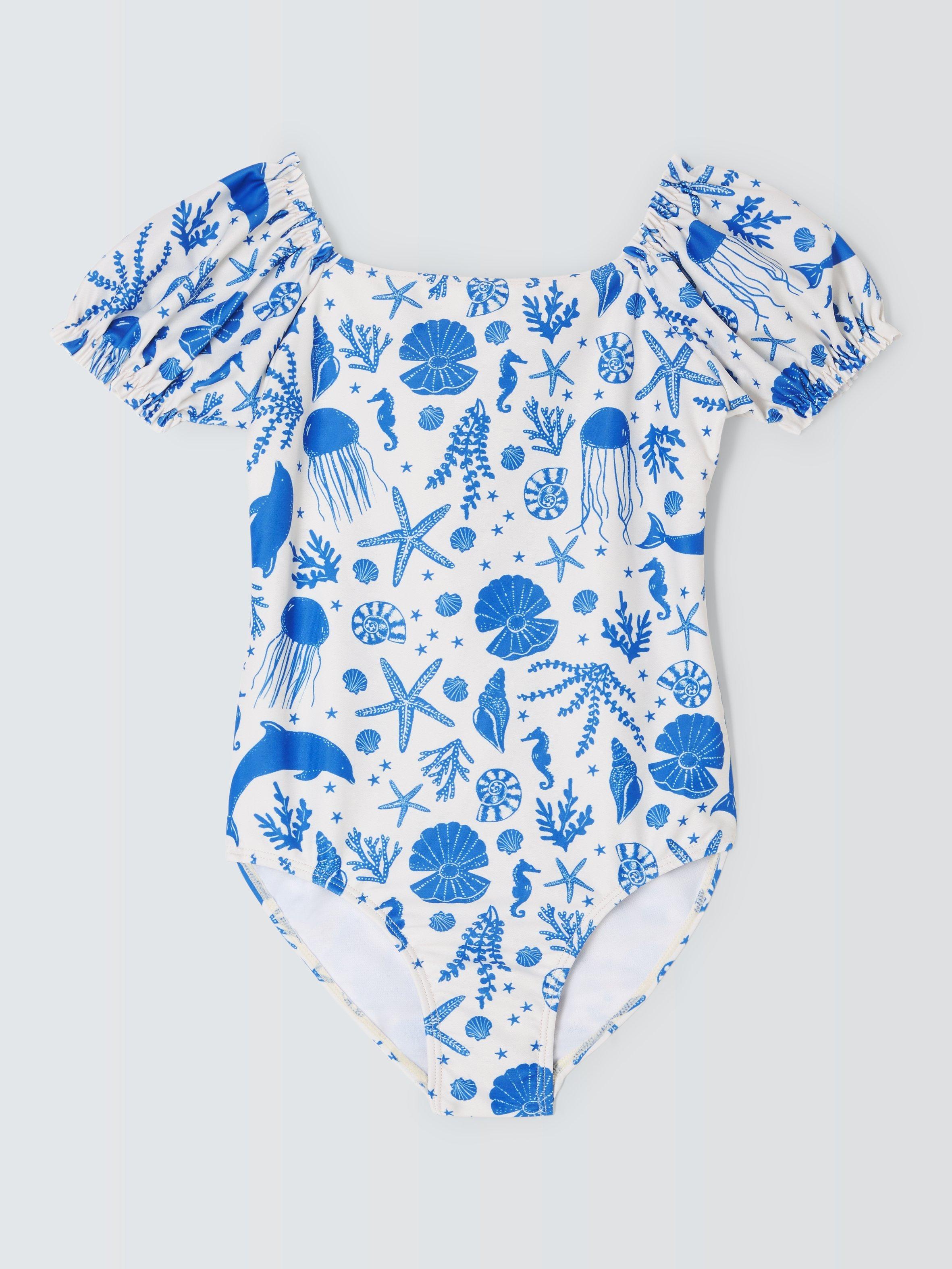 John Lewis Kids Under The Sea Print Swimsuit. Blue