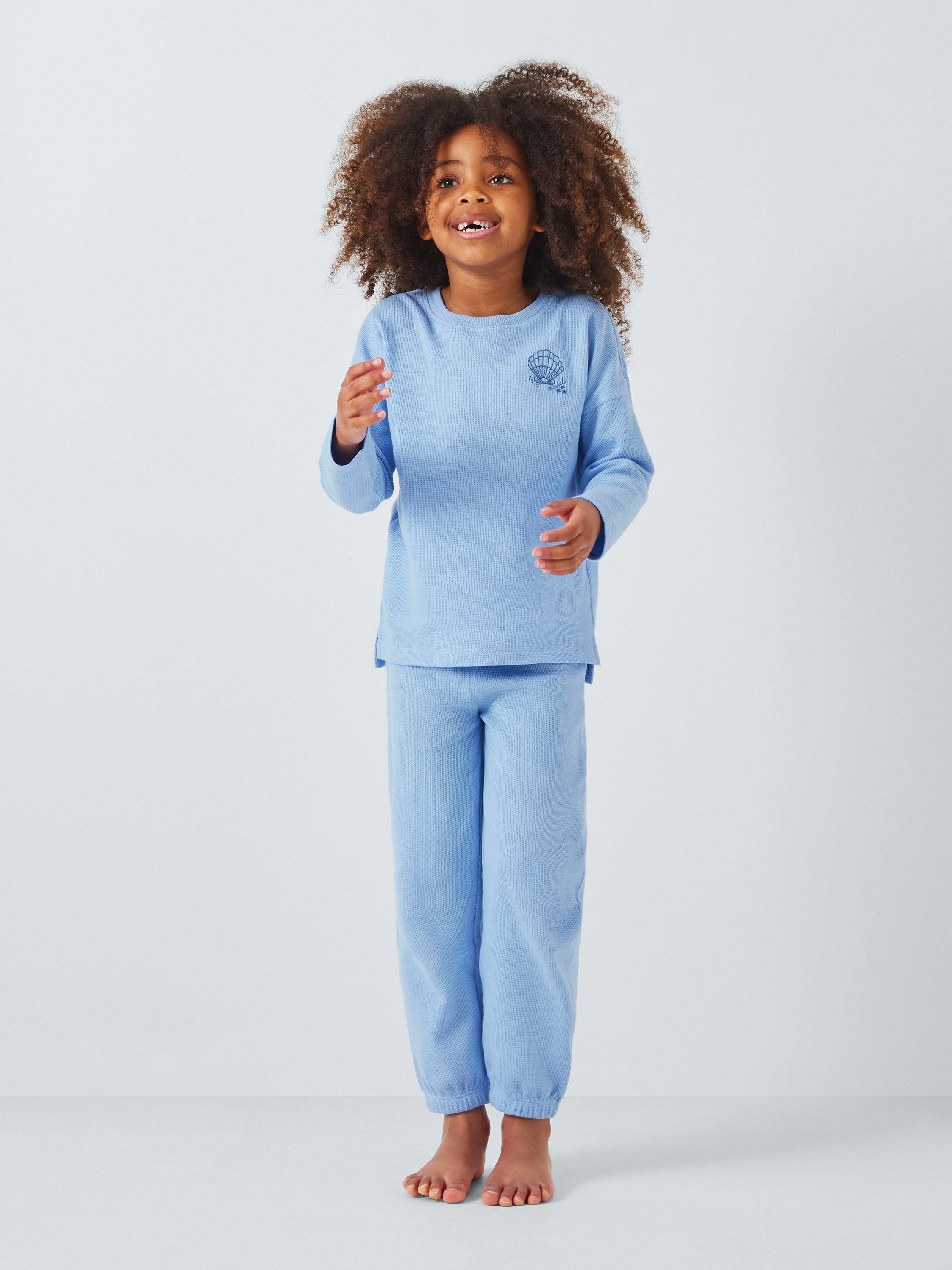 John Lewis Kids Seashell Waffle Pyjamas Blue