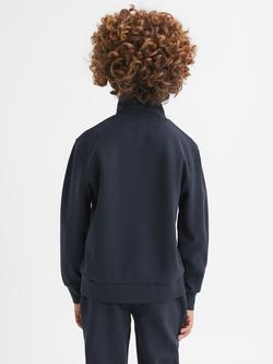 Reiss Kids' Selin Half Zip Interlock Jumper - view 2, Navy