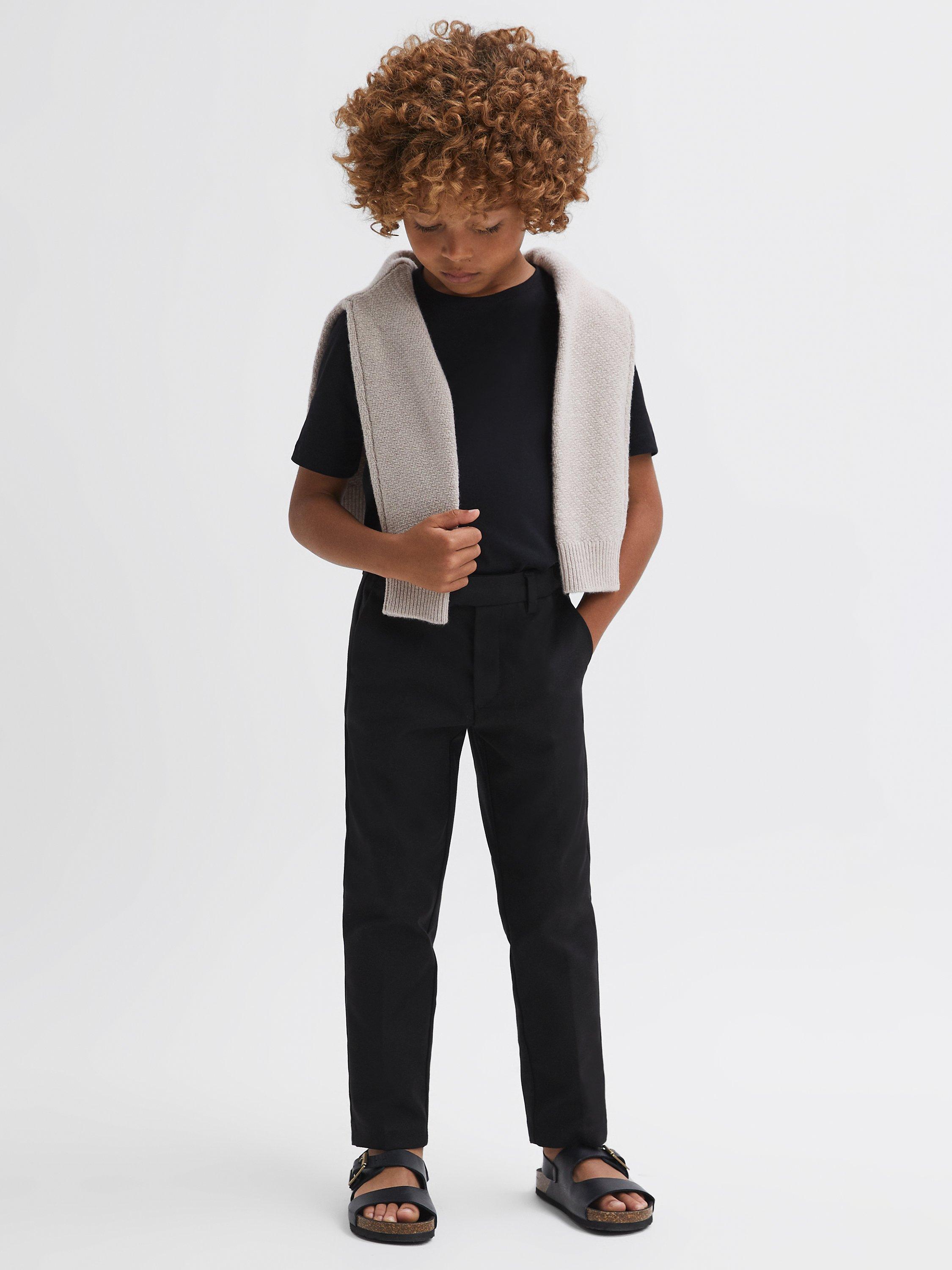 Product image 2 of 5, which shows Reiss Kids' Eastbury Slim Fit Chino Trousers, Black, 8-9 years
