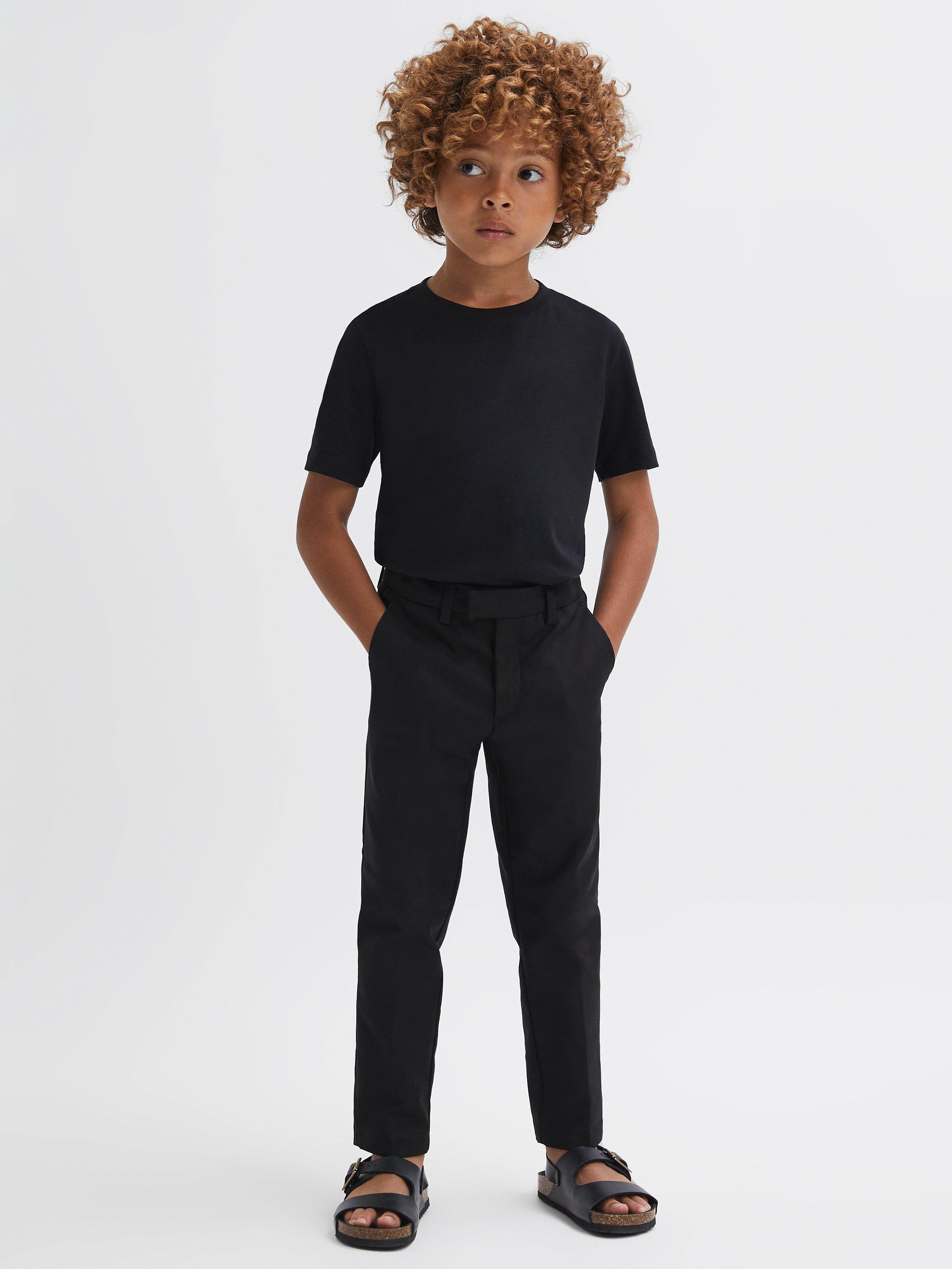 Reiss Kids' Eastbury Slim Fit Chino Trousers, Black, 8-9 years