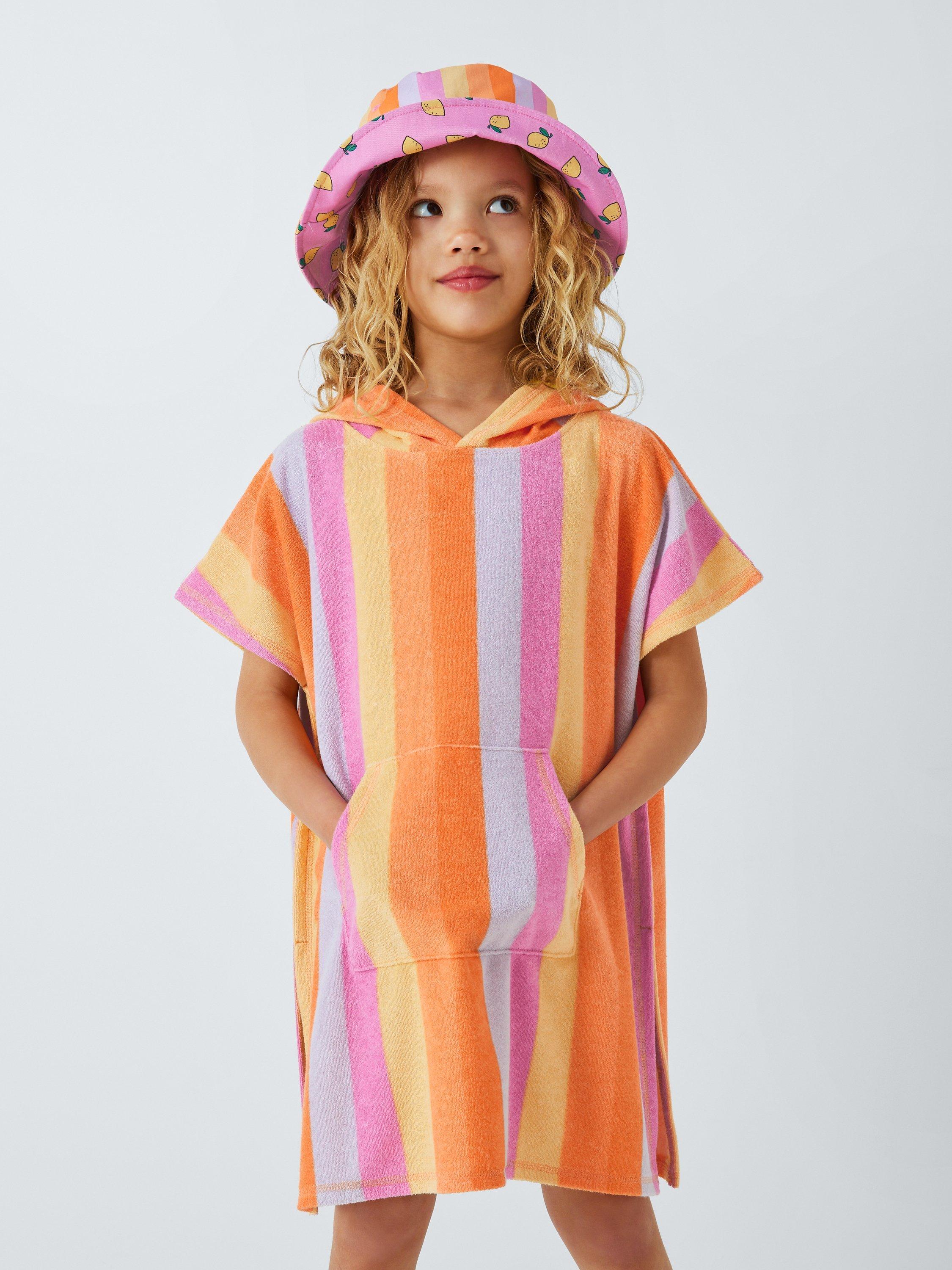 John Lewis ANYDAY Kids' Stripe Towelling Poncho, Multi, 4-5 years