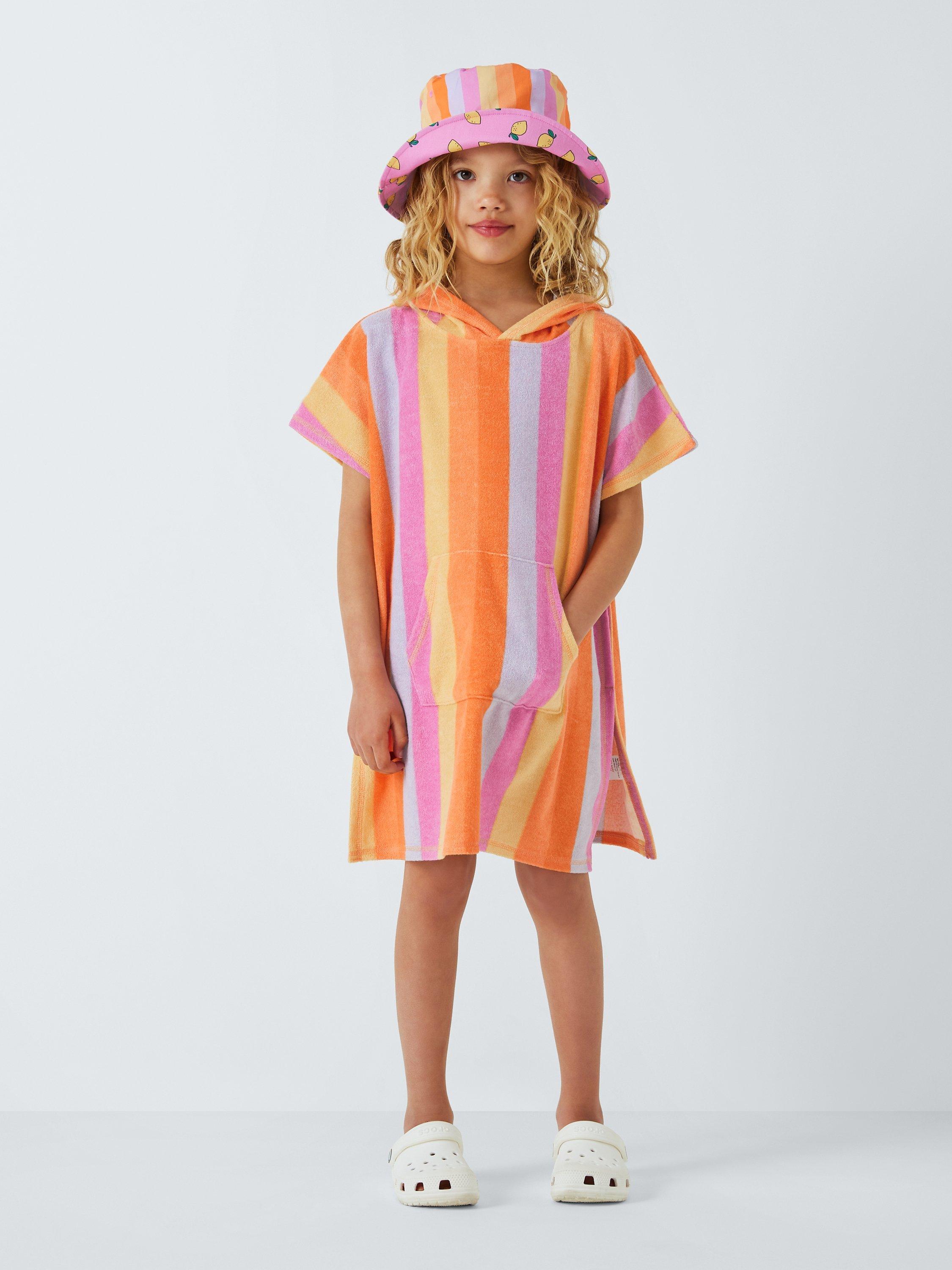 John Lewis ANYDAY Kids' Stripe Towelling Poncho, Multi, 4-5 years